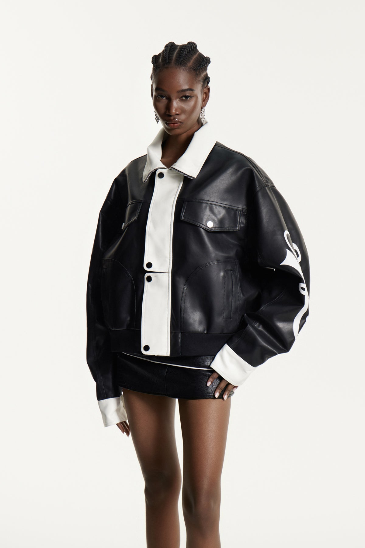 Efstathia Print Deconstruct Leather Jacket