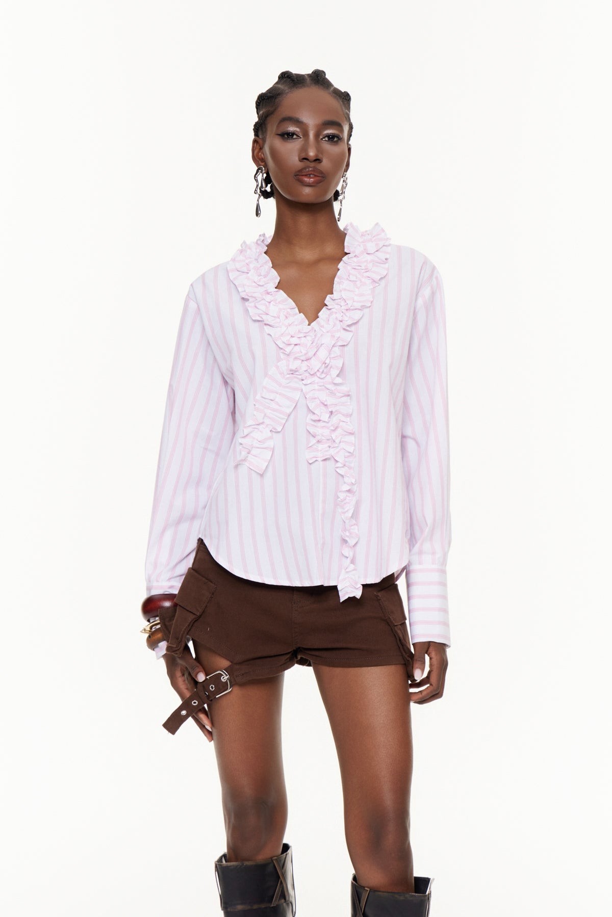 Efthymios Ruffle Stripe Shirt