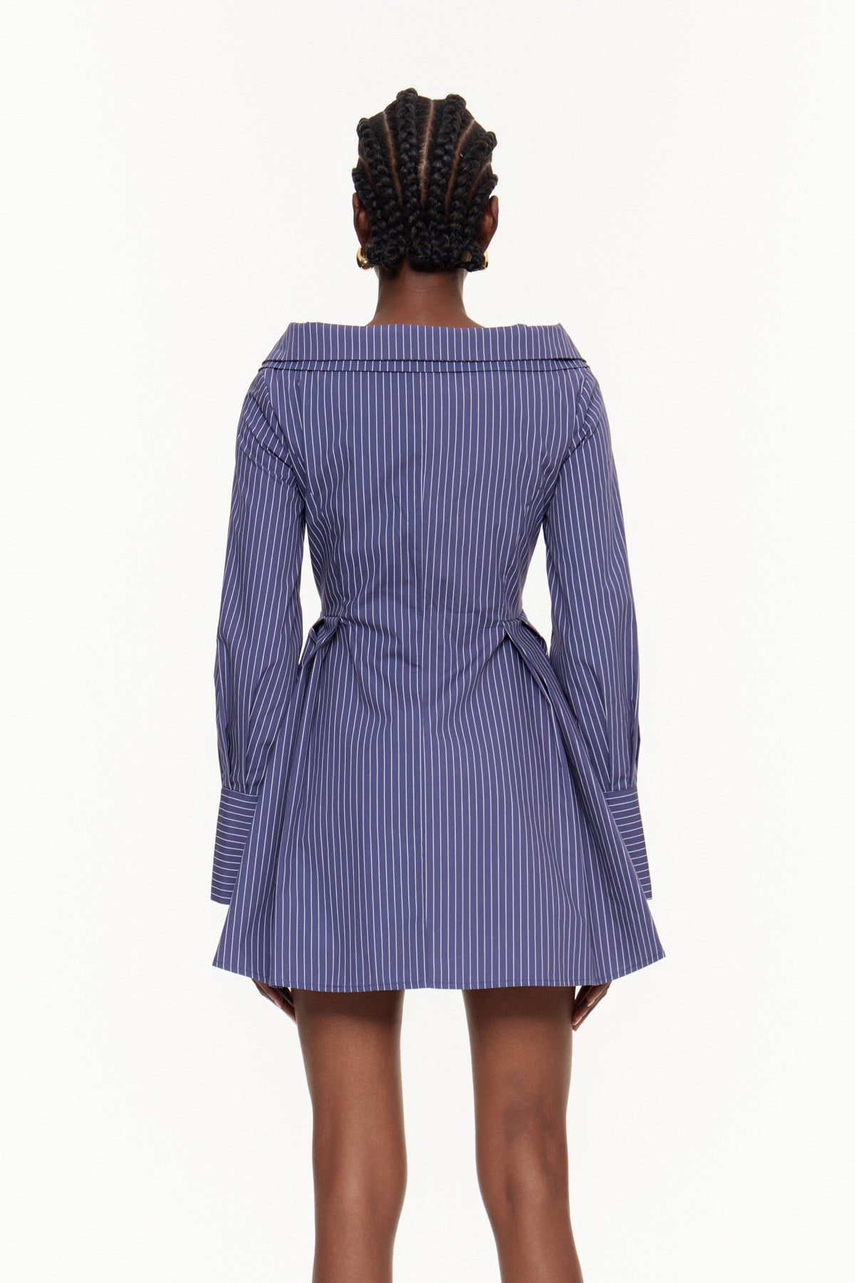 Egidio Off Shoulder Stripe Mini Shirt Dress