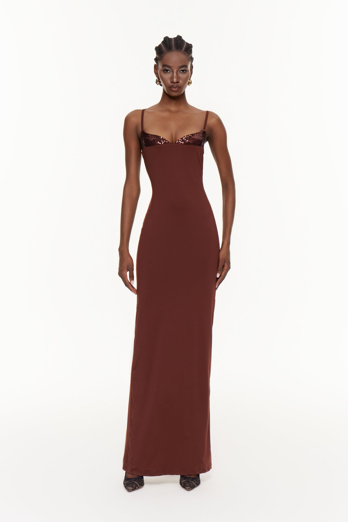 Egon Spaghetti Sequin Maxi Dress