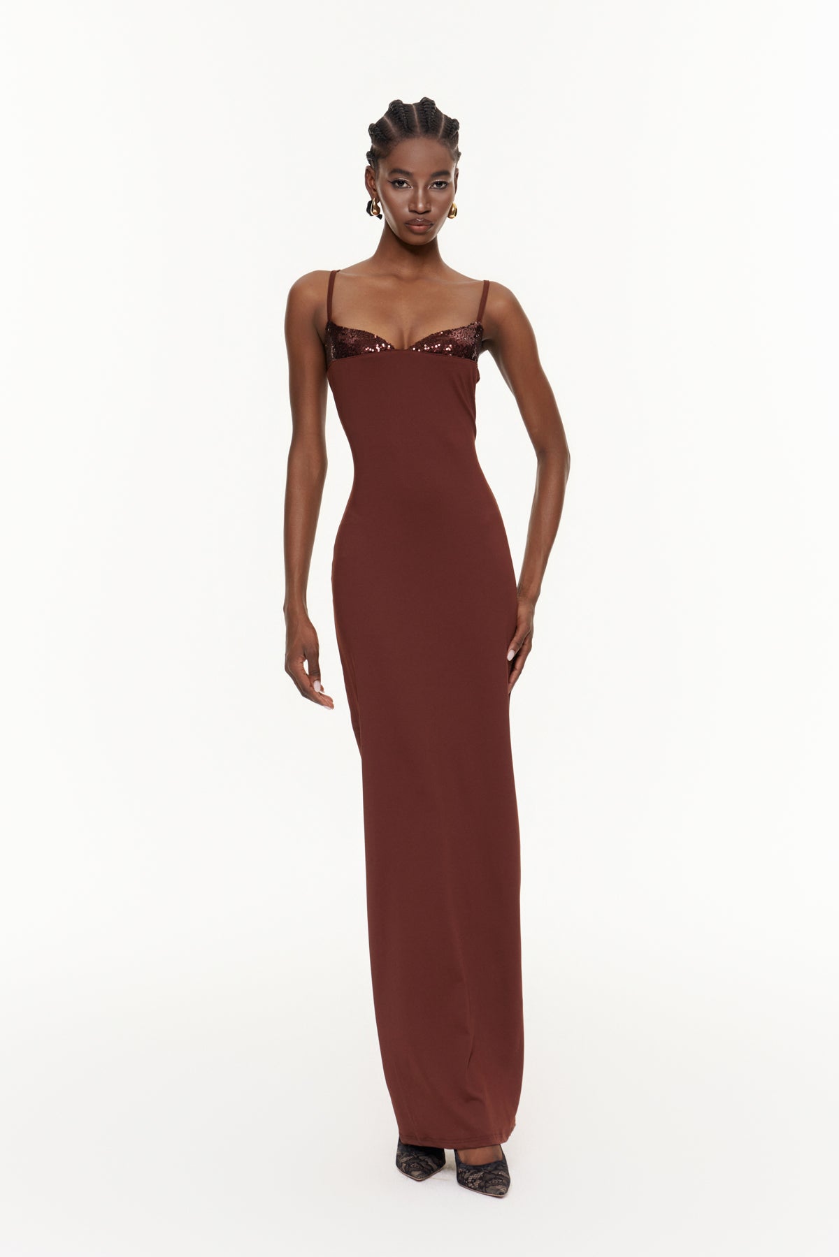 Egon Spaghetti Sequin Maxi Dress