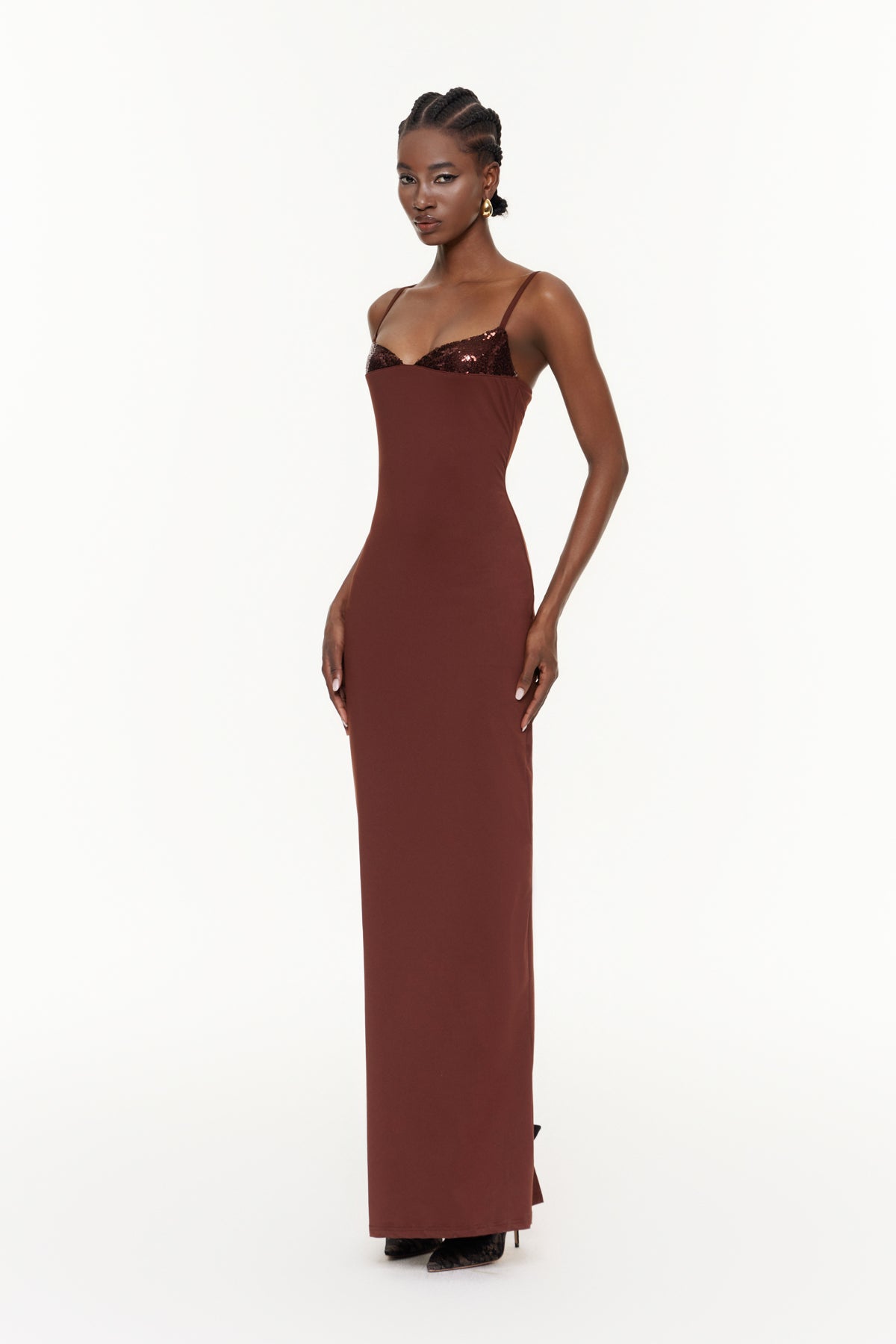 Egon Spaghetti Sequin Maxi Dress