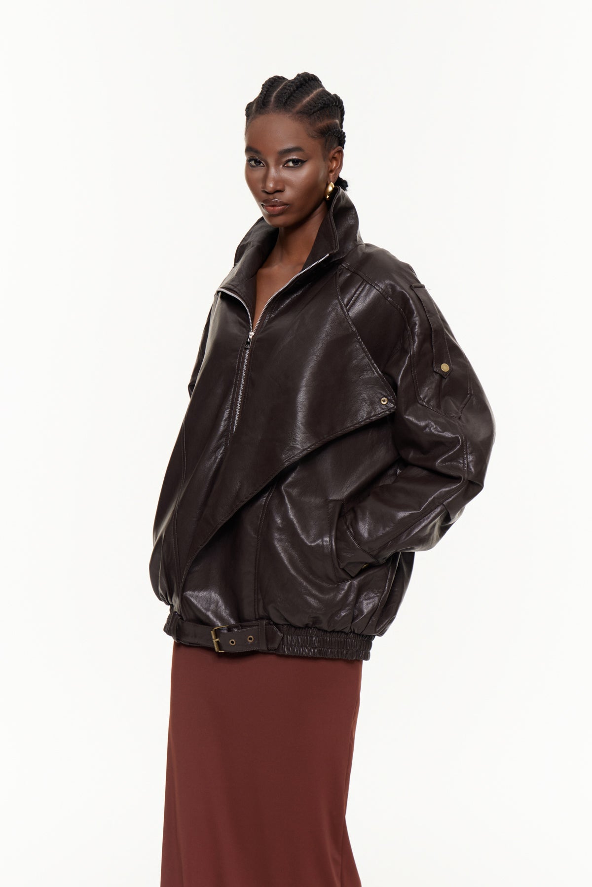 Egor Deconstruct Leather Jacket In Brown