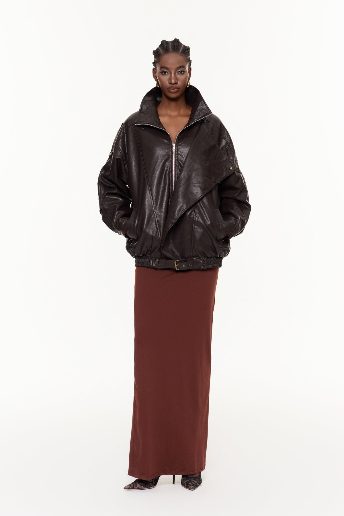 Egor Deconstruct Leather Jacket In Brown