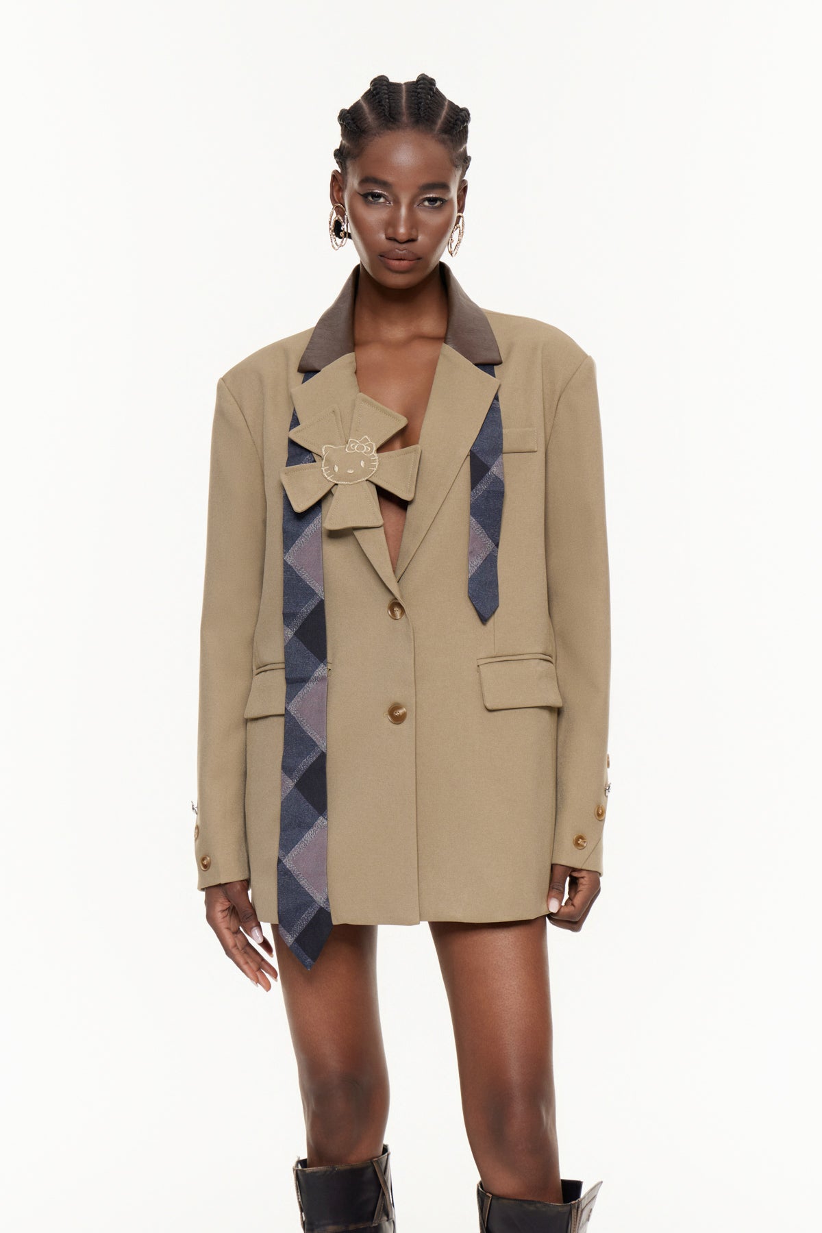 Egzon Lapel Flower Asymmetric Blazer