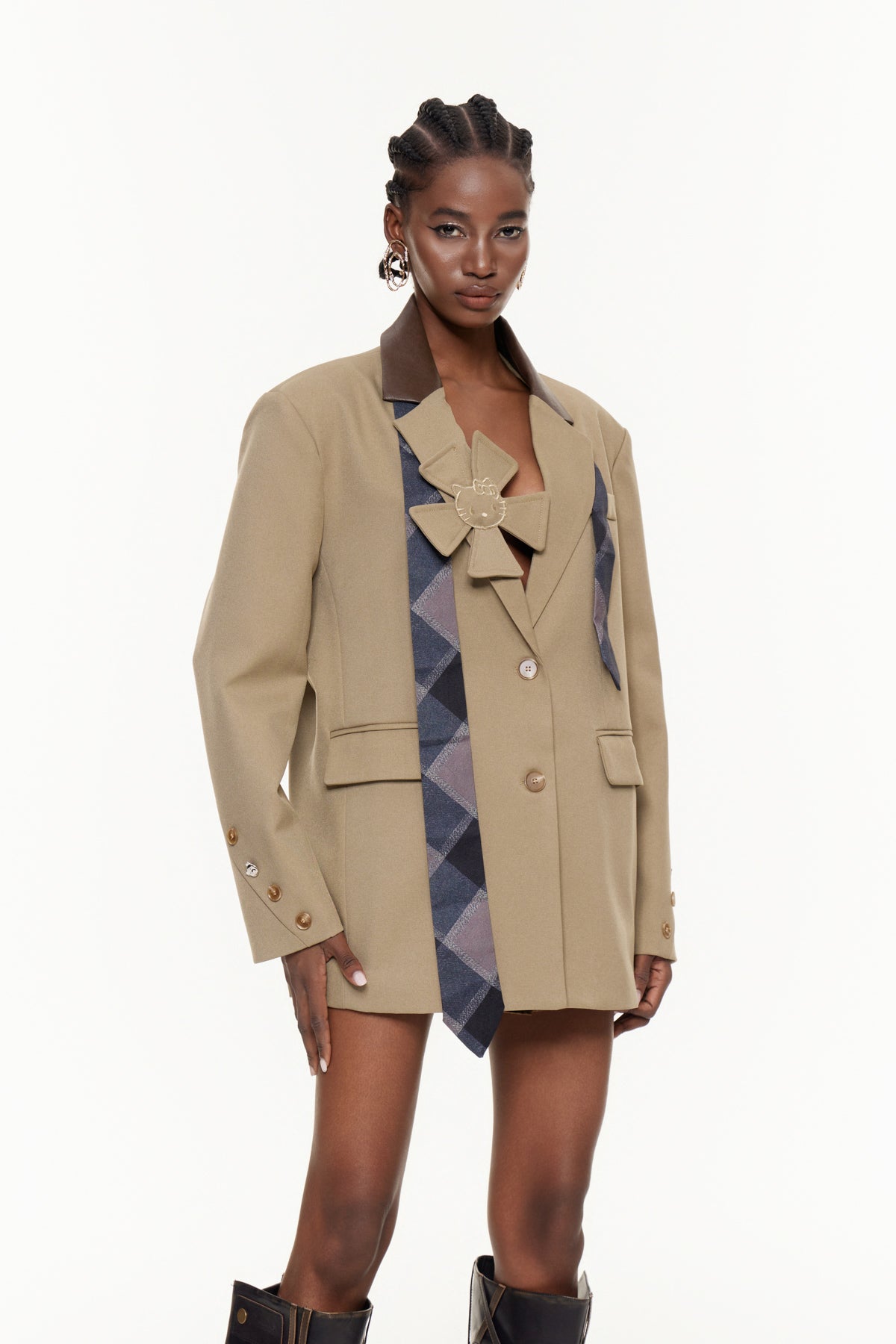 Egzon Lapel Flower Asymmetric Blazer