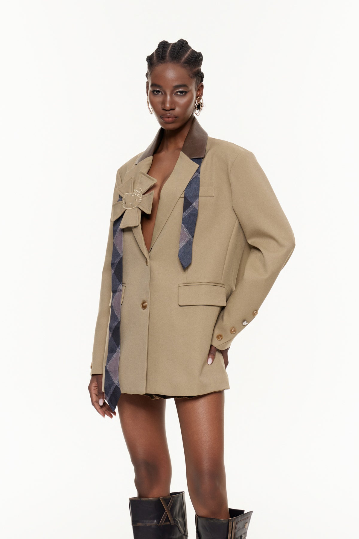 Egzon Lapel Flower Asymmetric Blazer