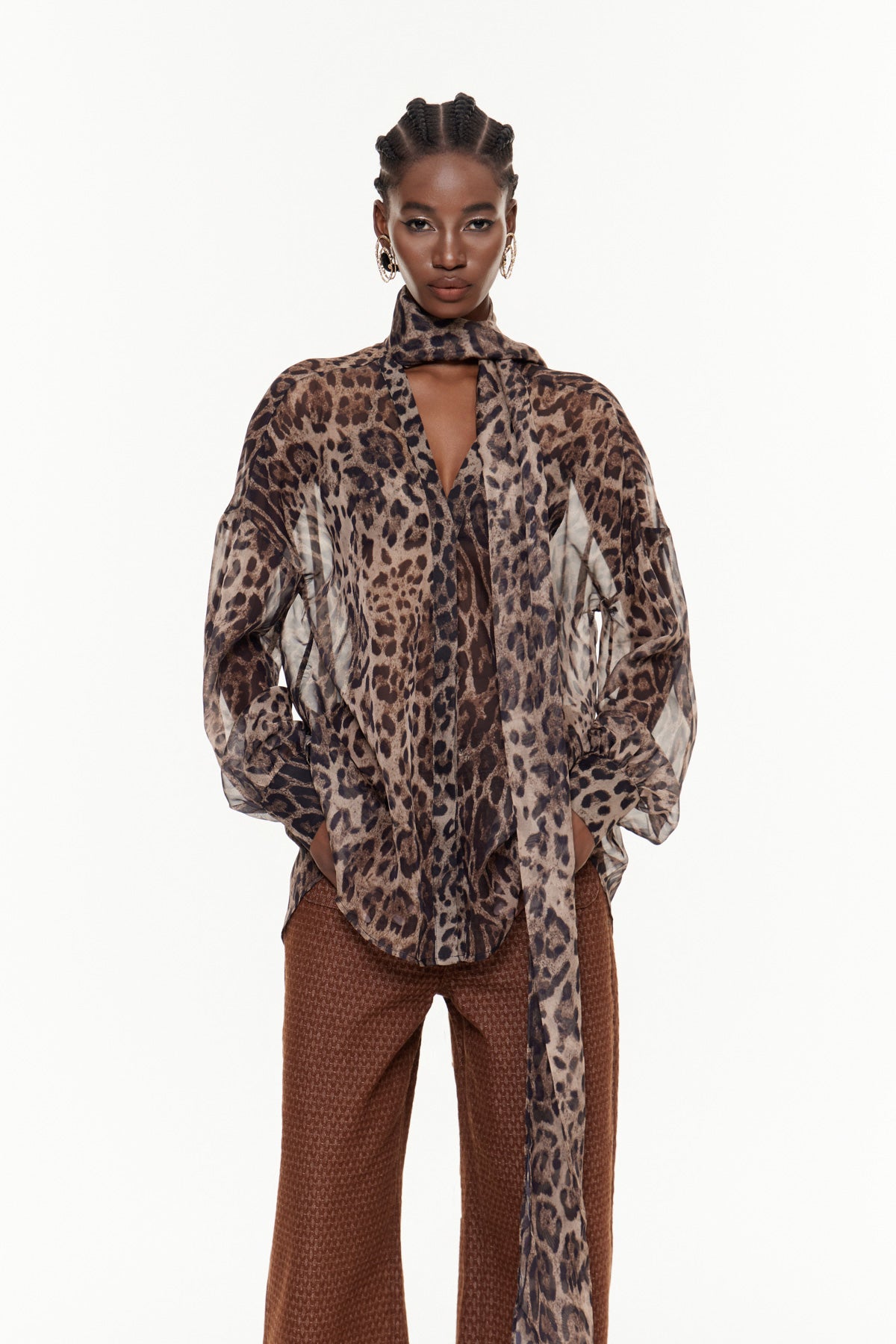 Egzona Leopard Scarf Shirt