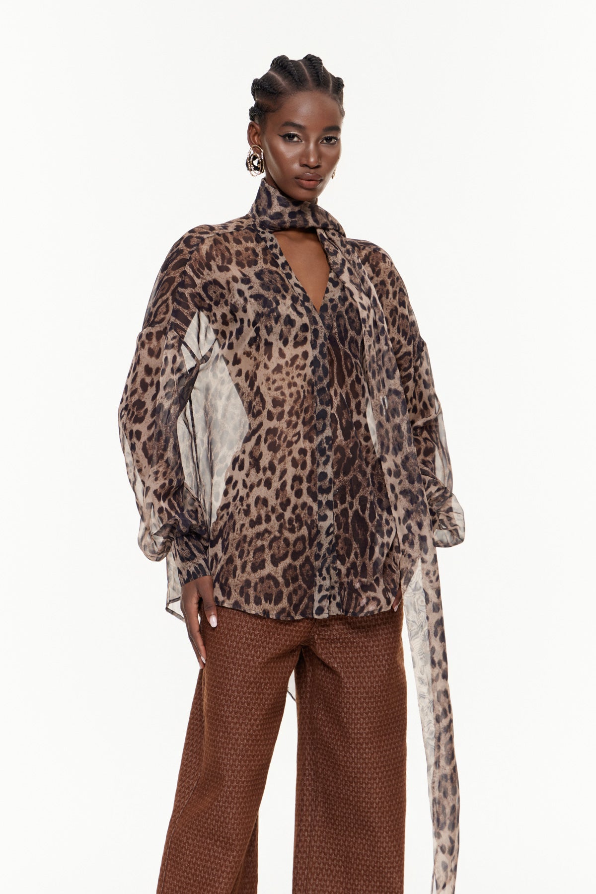 Egzona Leopard Scarf Shirt