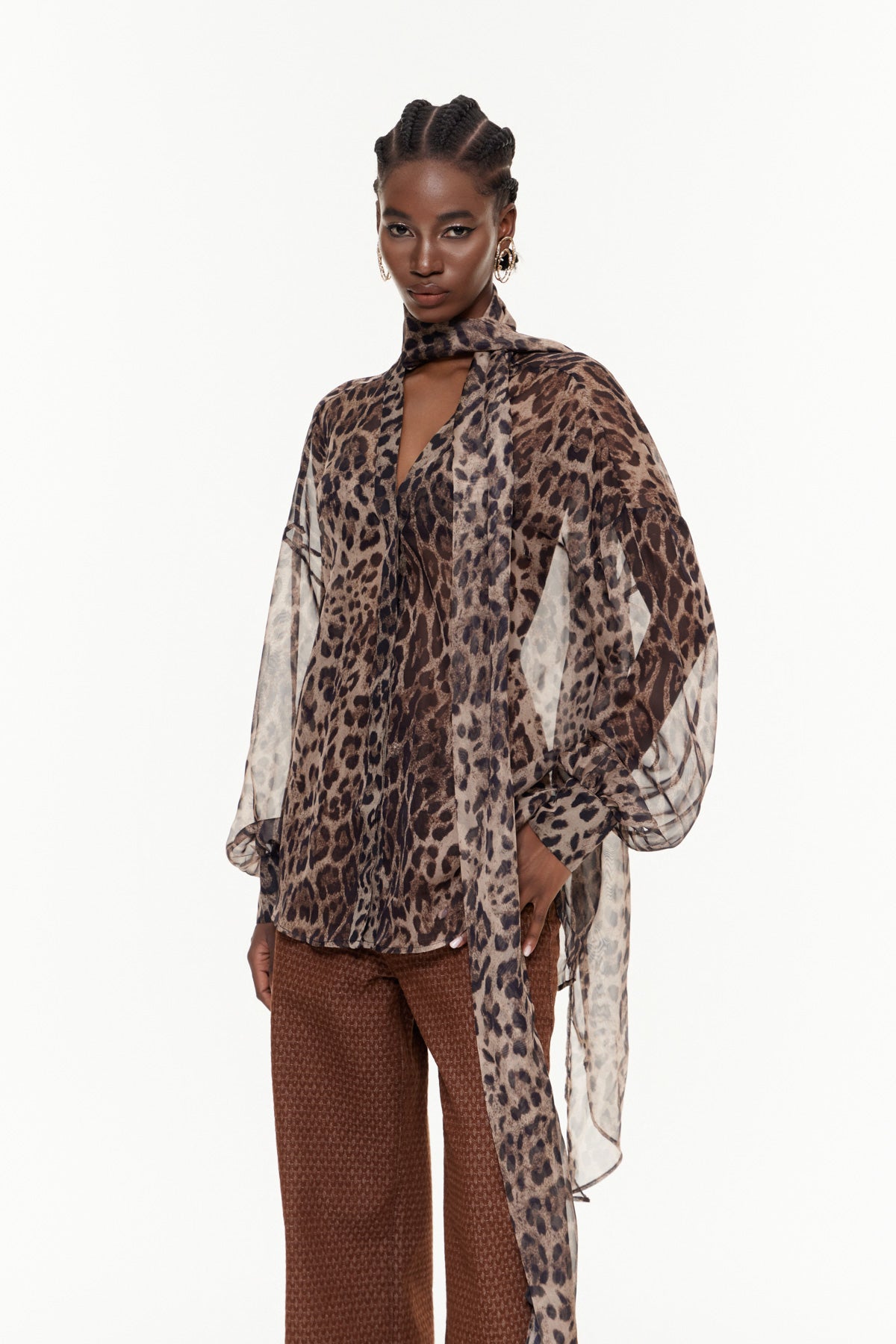 Egzona Leopard Scarf Shirt
