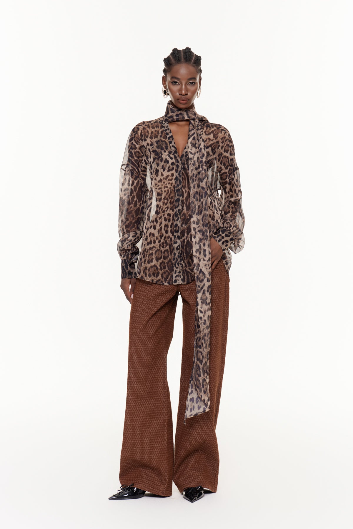 Egzona Leopard Scarf Shirt