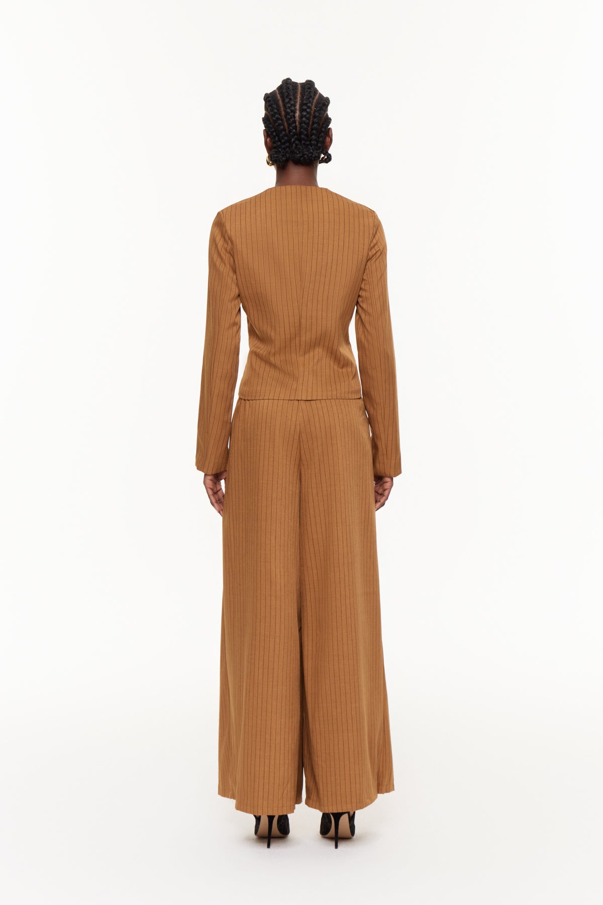 Ehab Stripe Plunge Ruch Pants Set