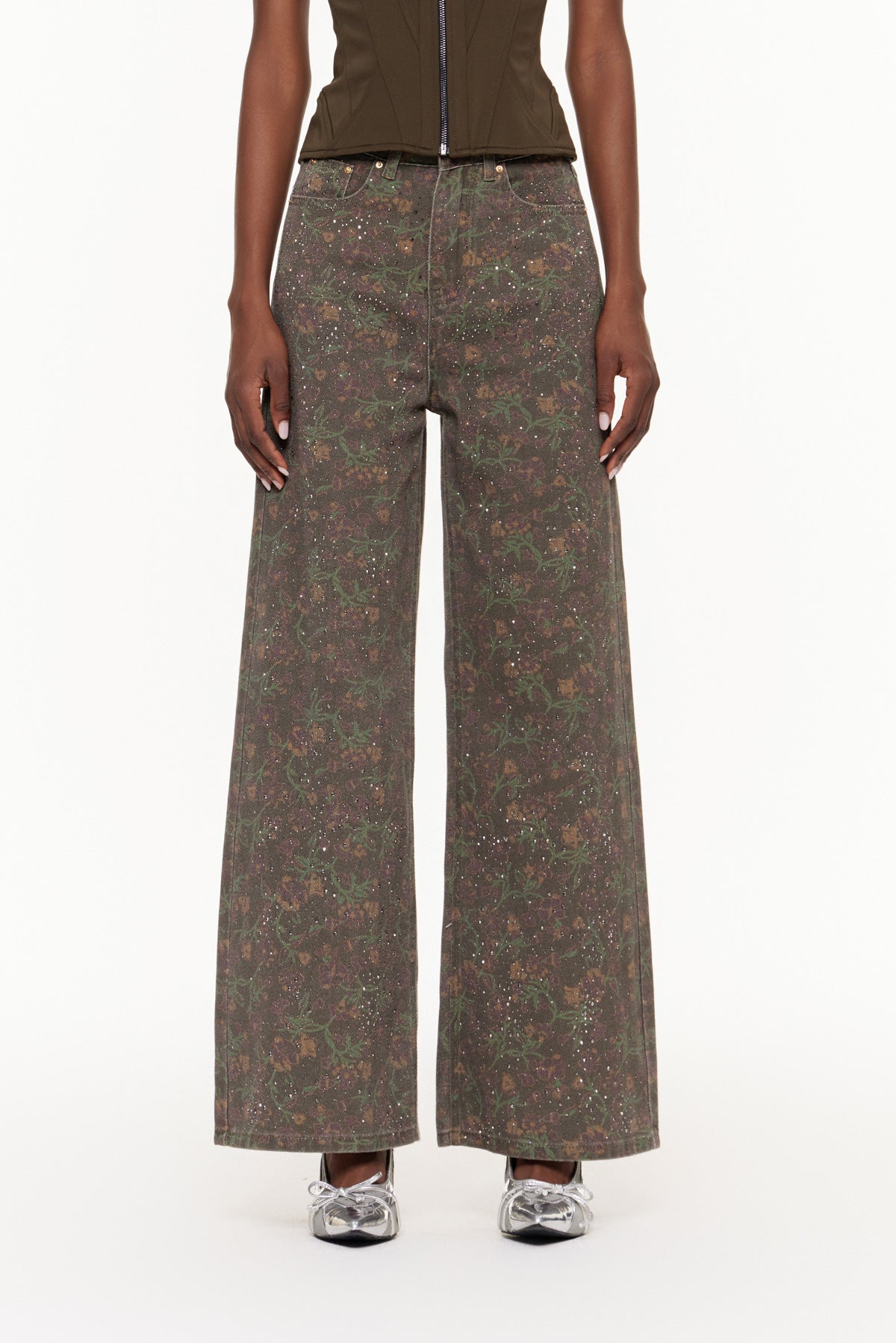 Ehecatl Floral Rhinestone Jeans