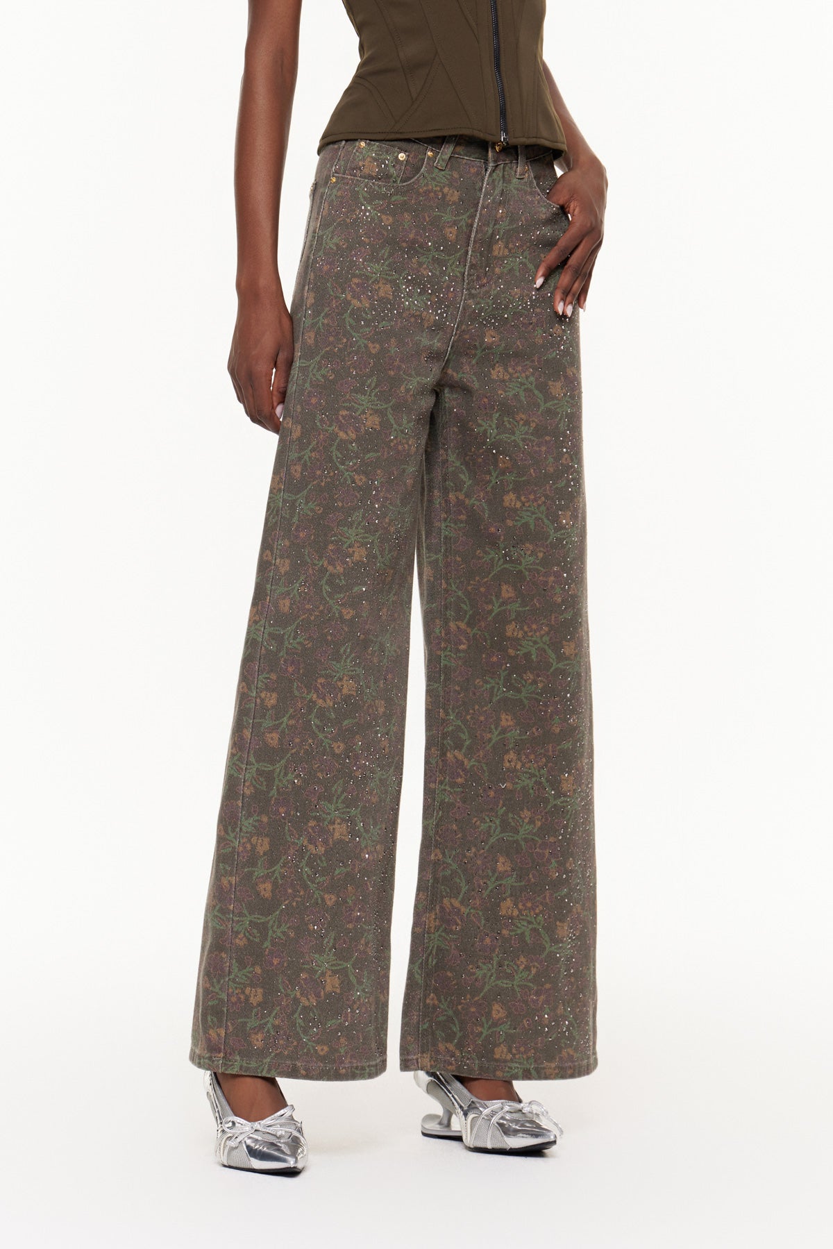 Ehecatl Floral Rhinestone Jeans