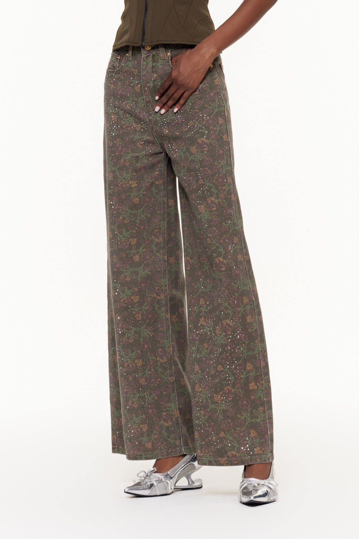 Ehecatl Floral Rhinestone Jeans