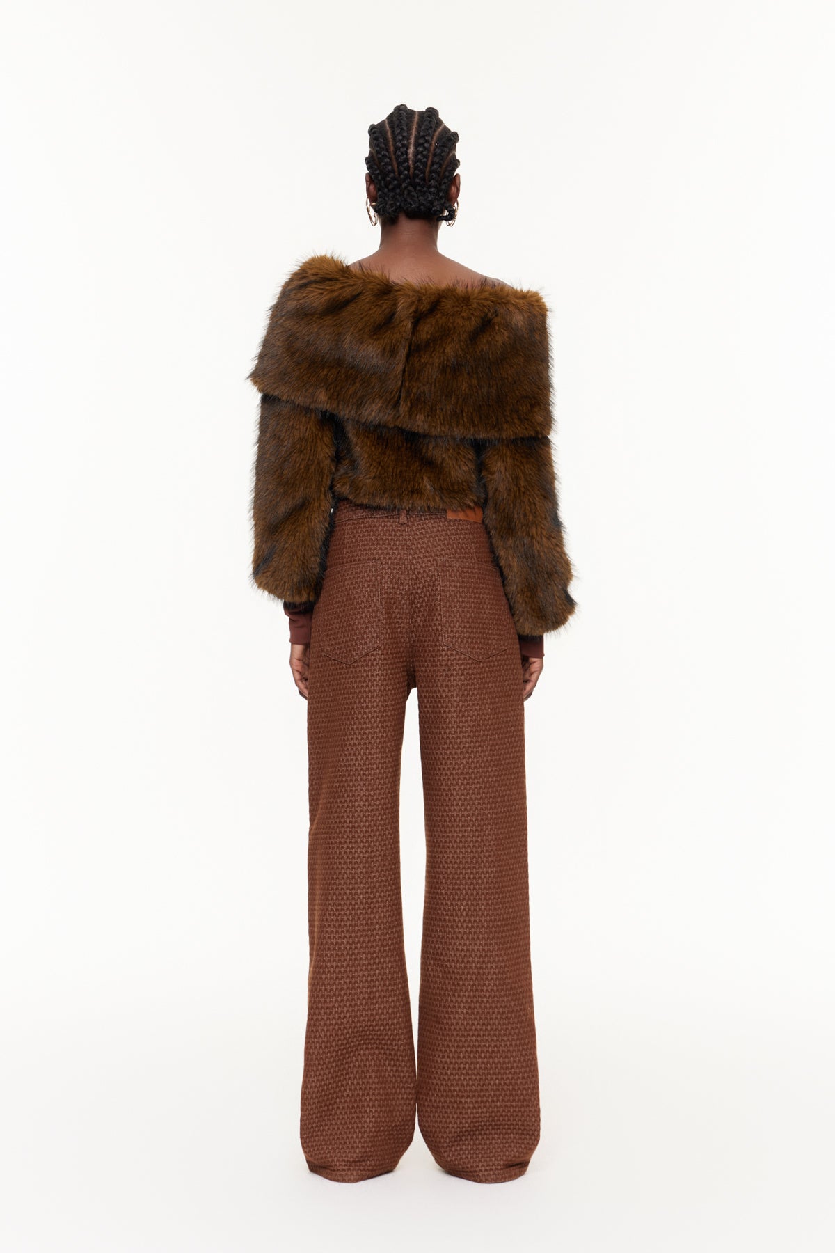 Ehmet Off Shoulder Faux Fur Top