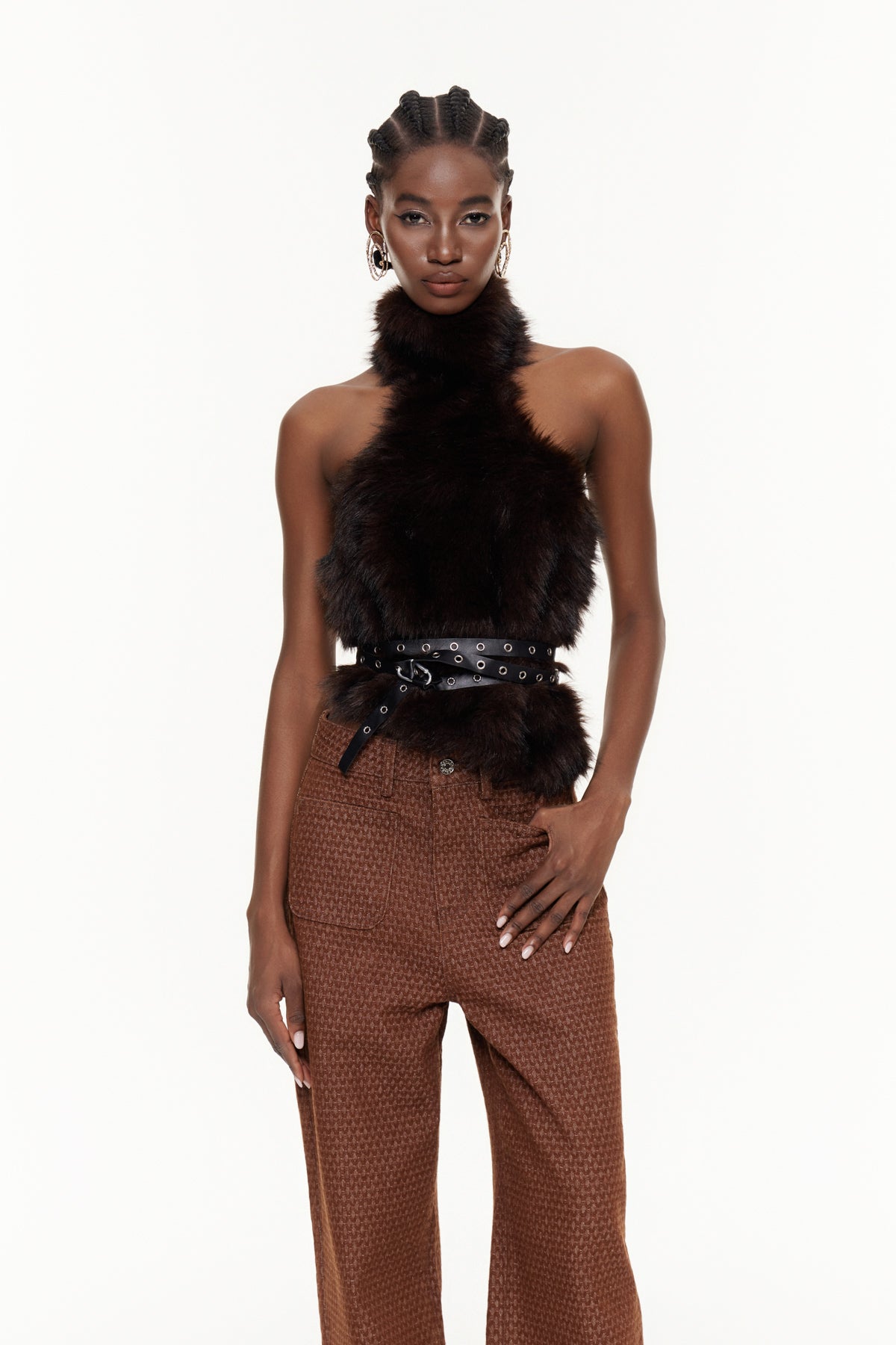 Eija Asymmetric Faux Fur Top