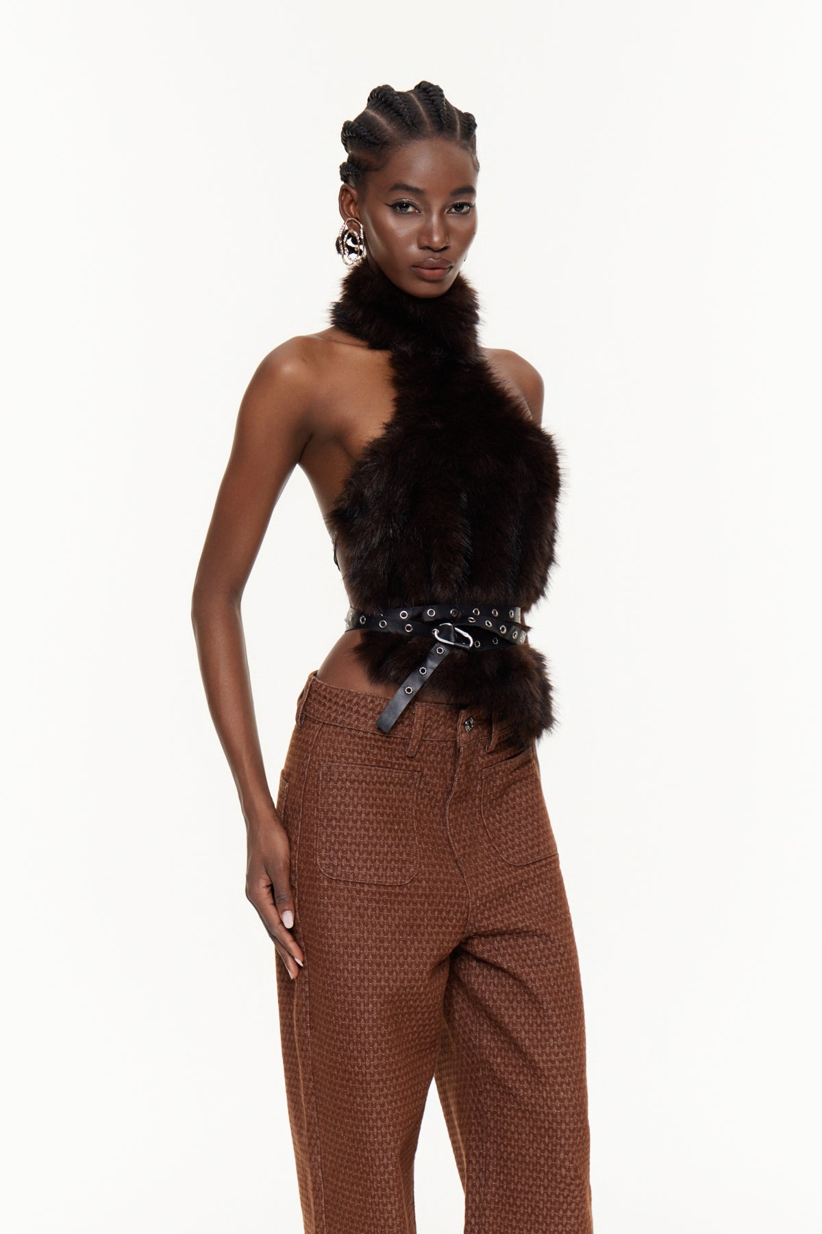 Eija Asymmetric Faux Fur Top
