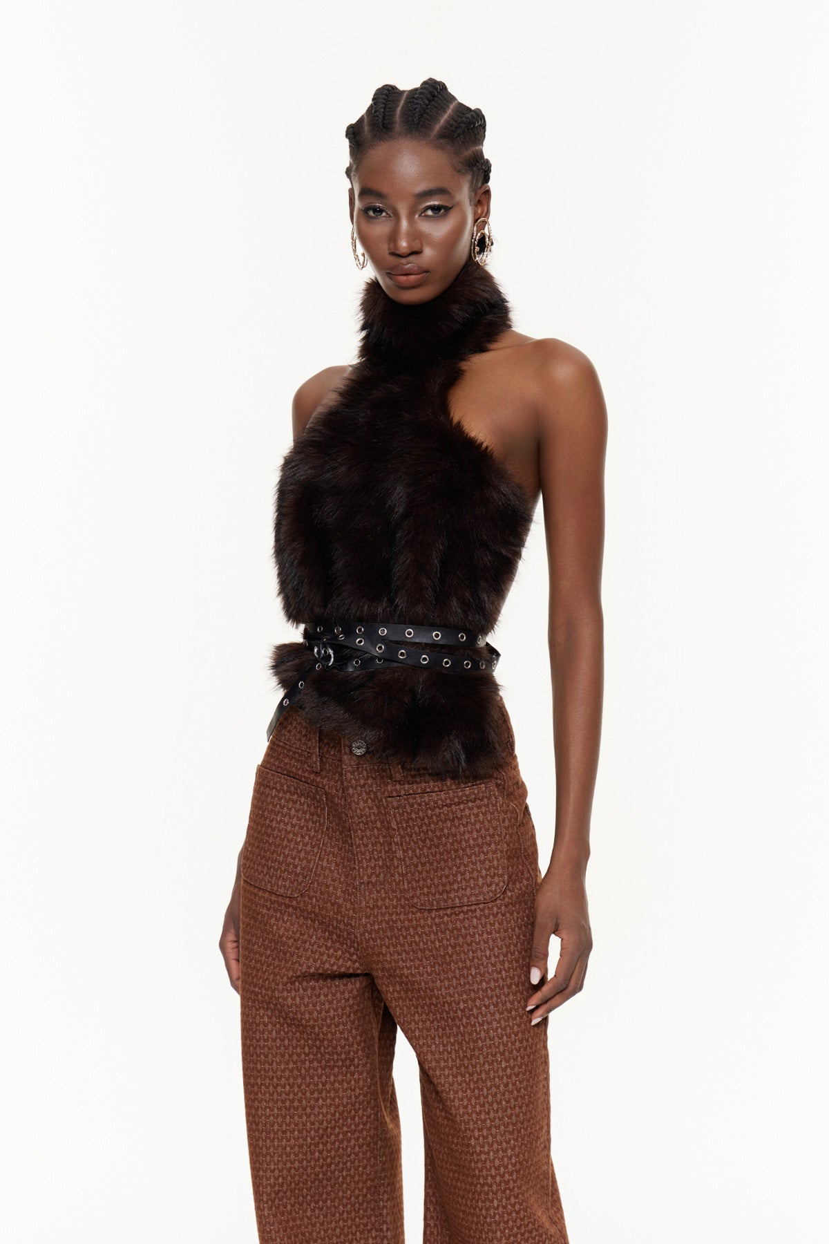 Eija Asymmetric Faux Fur Top