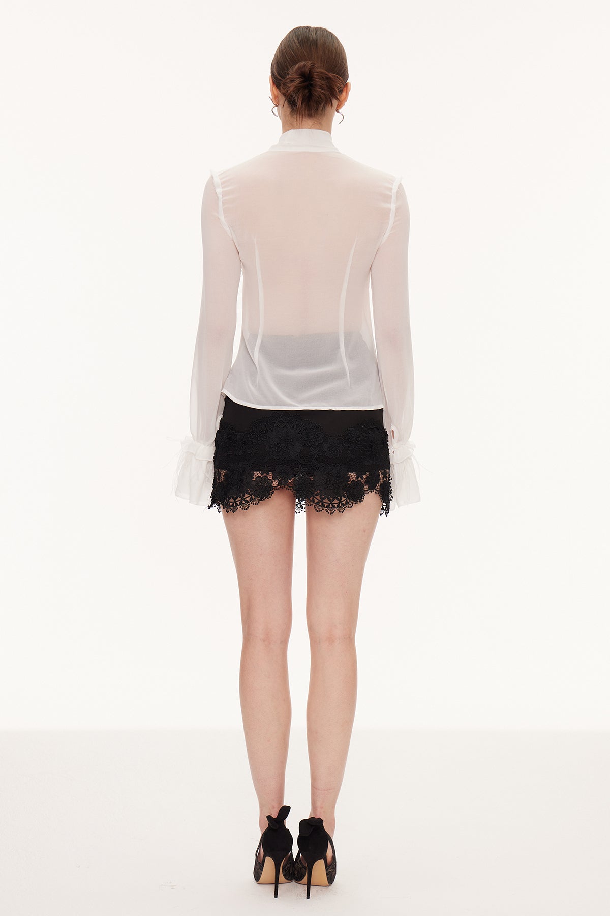 Eilionoir Tie Up Mesh Ruch Shirt