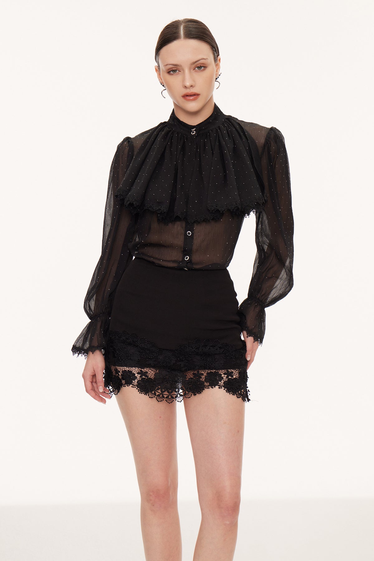 Eilish Rhinestone Floral Skirt Set