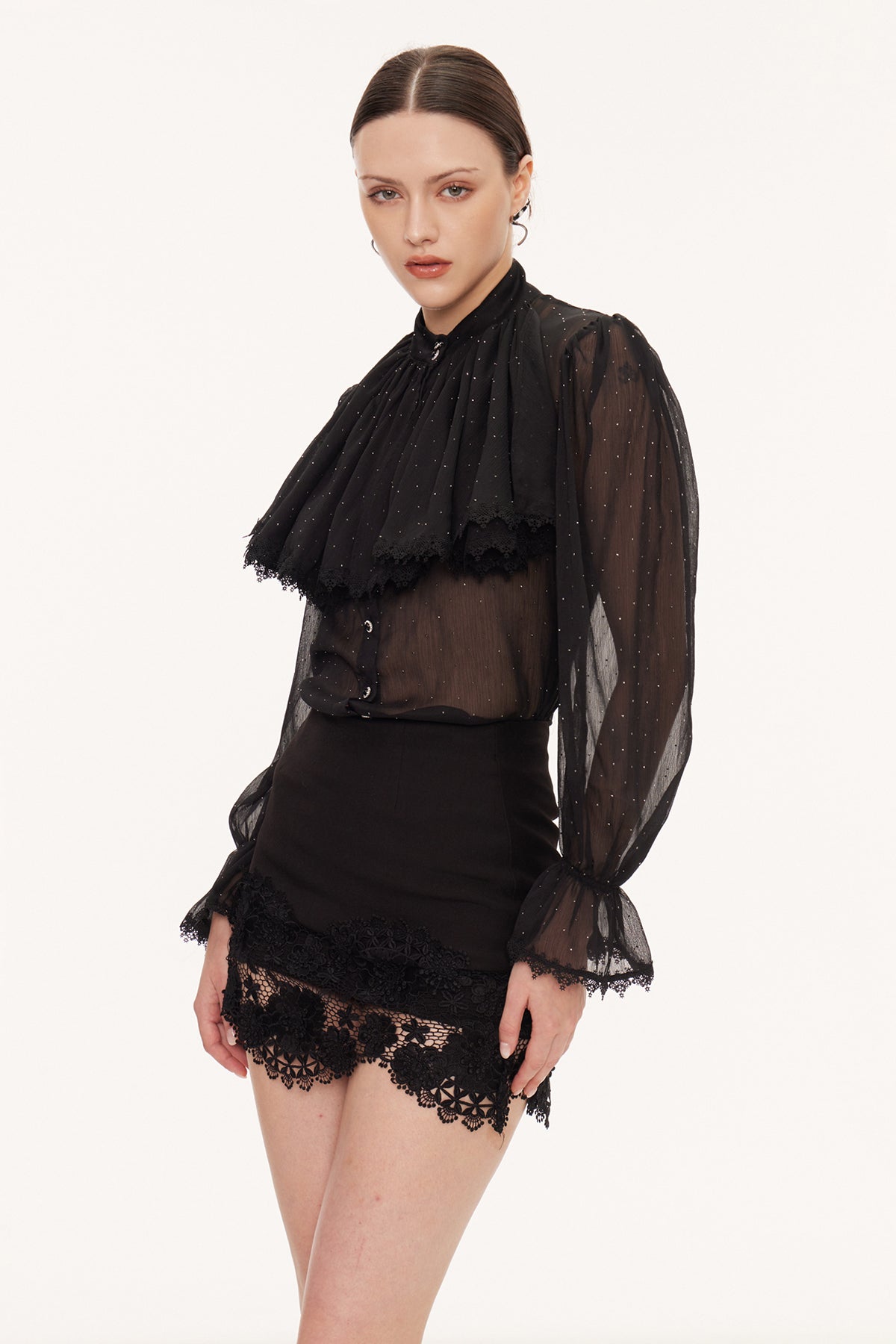 Eilish Rhinestone Floral Skirt Set