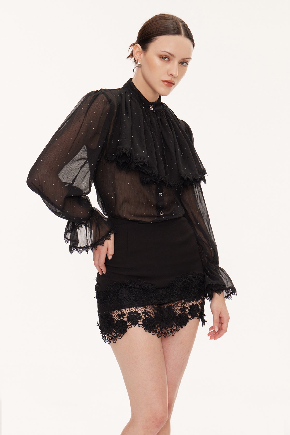 Eilish Rhinestone Floral Skirt Set