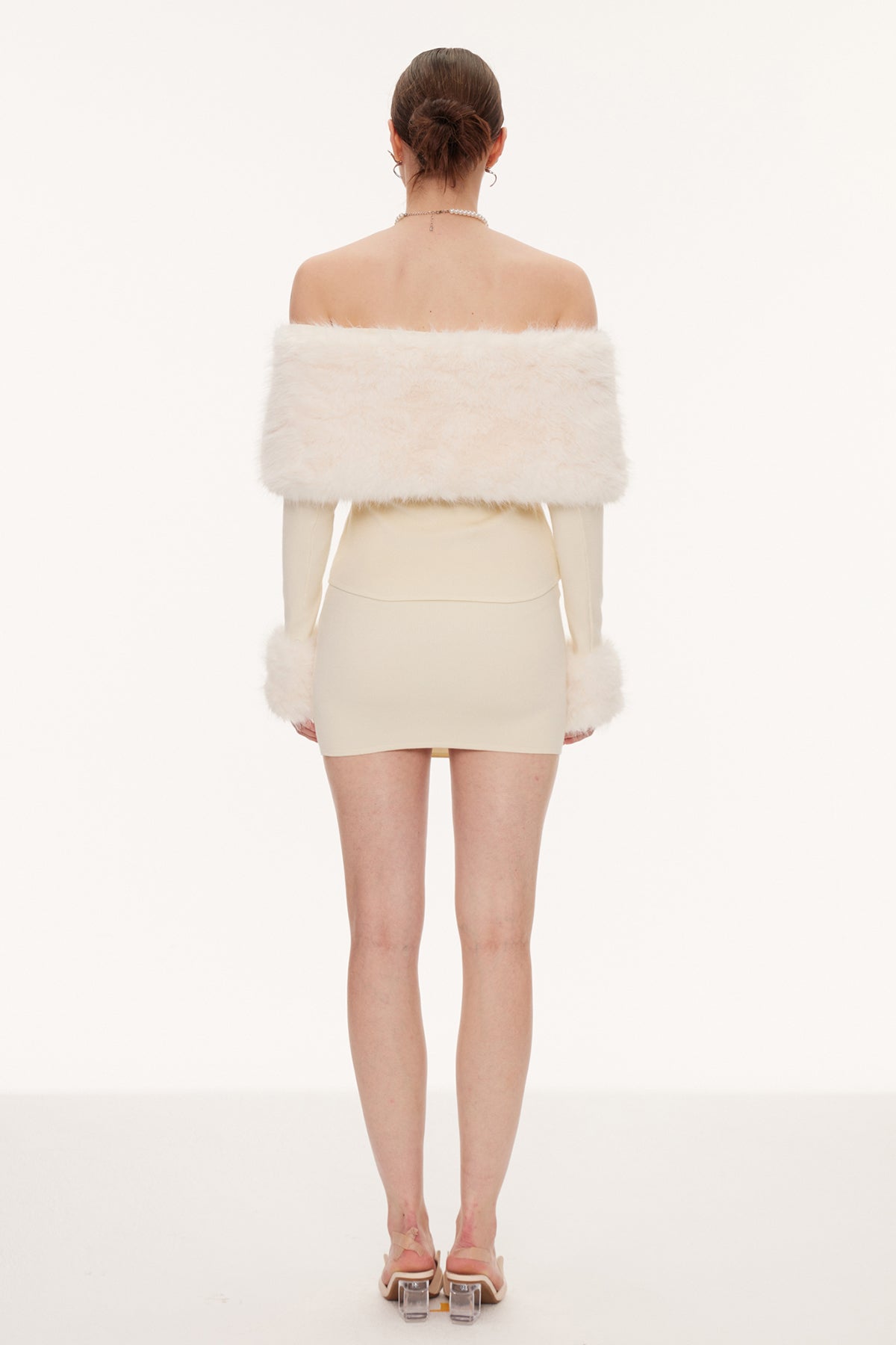 Eimante Off Shoulder Faux Fur Skirt Set