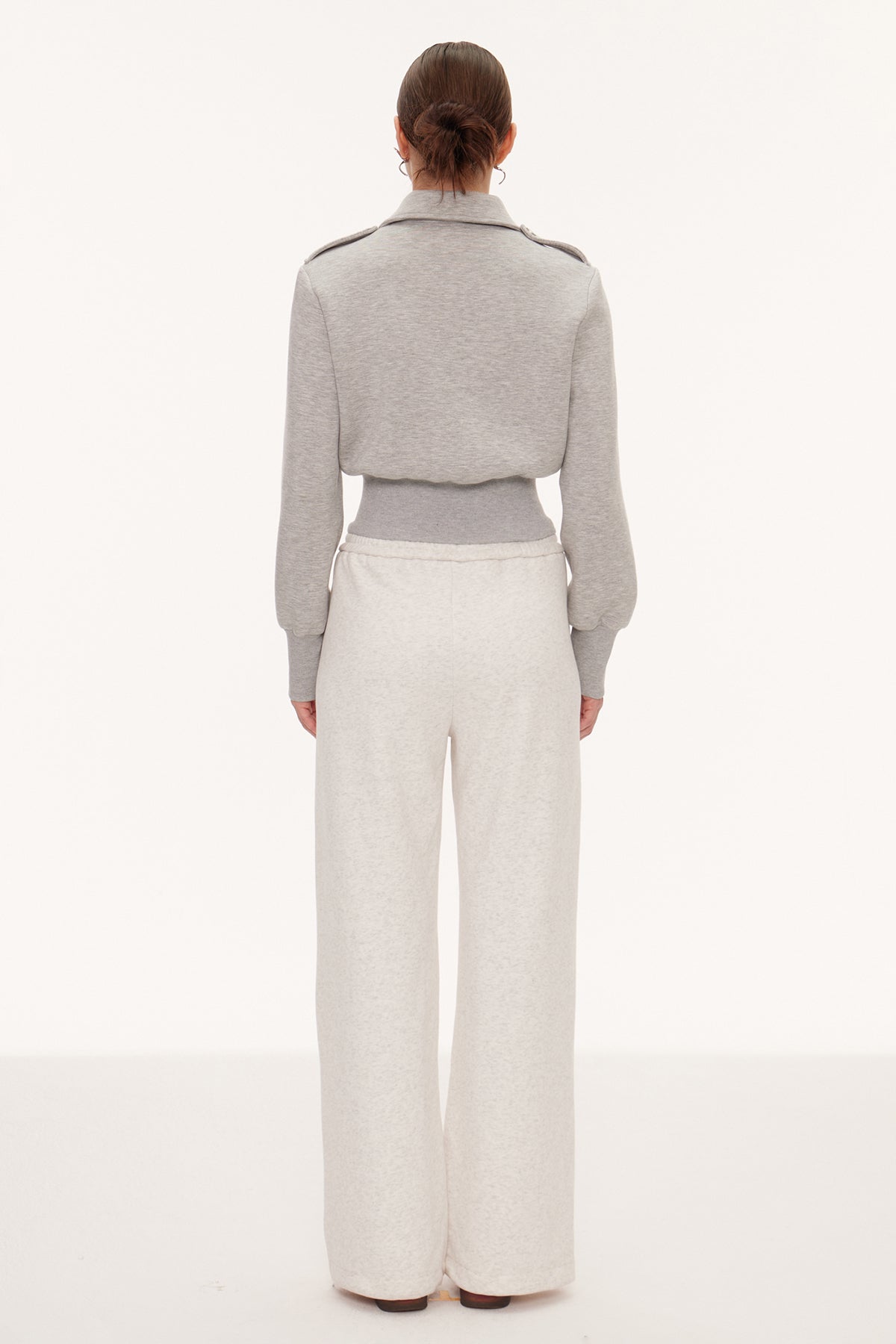 Eimear Lapel Crop Jacket In Grey