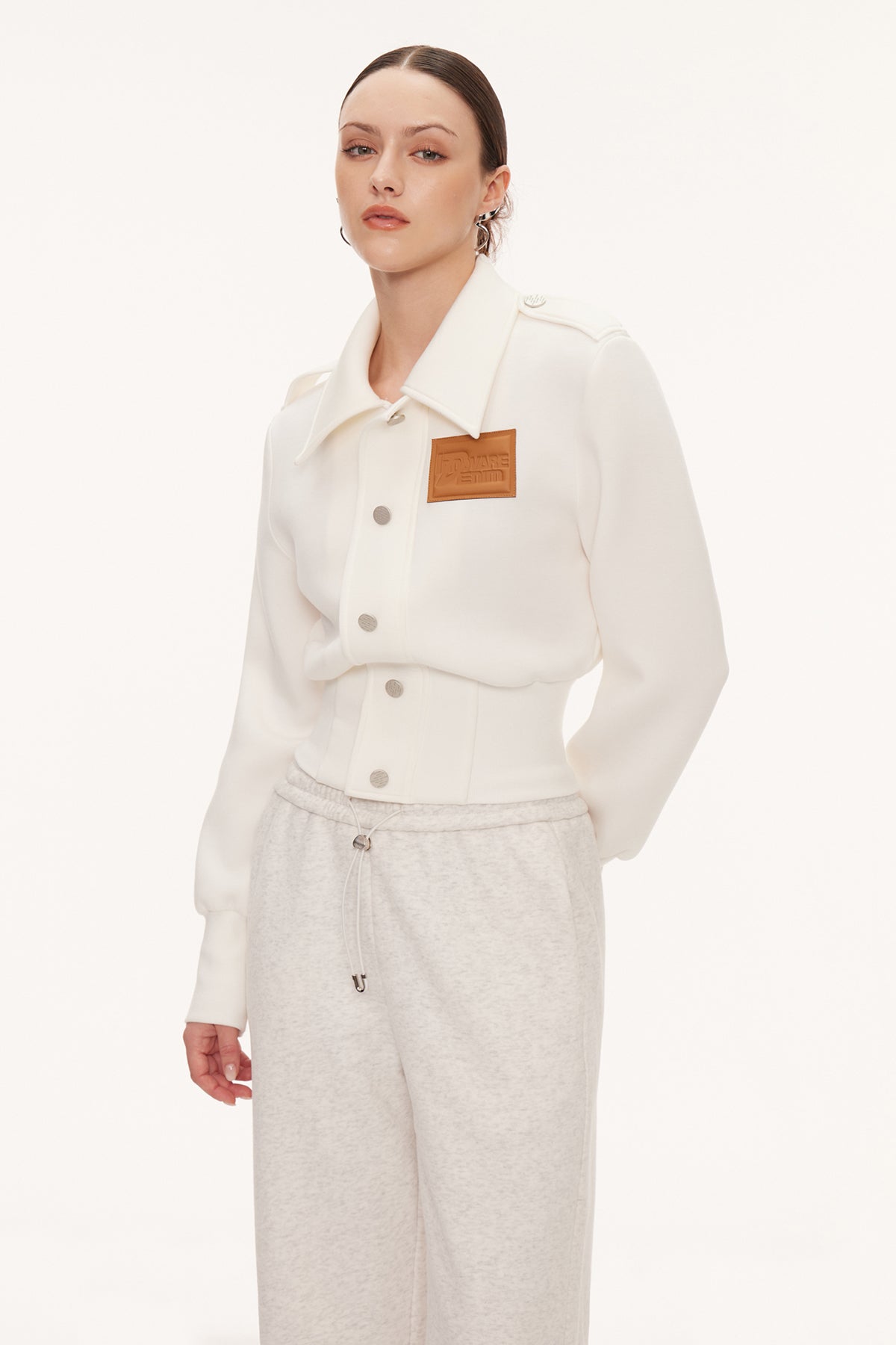 Eimear Lapel Crop Jacket In White
