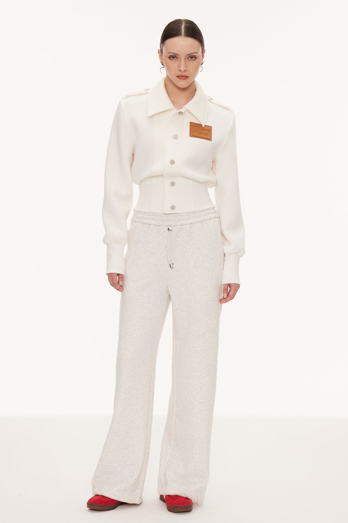 Eimear Lapel Crop Jacket In White