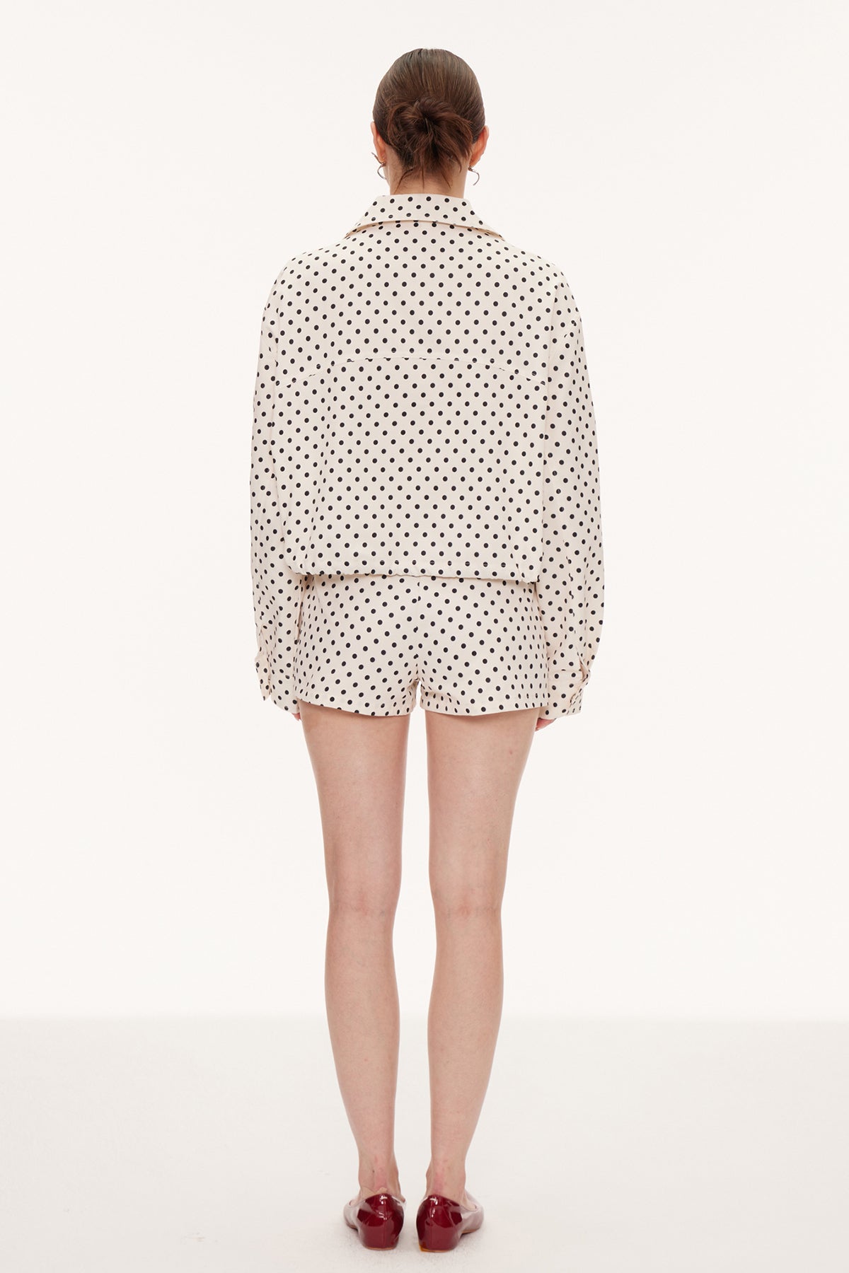 Eine Lapel Dot Pants Set