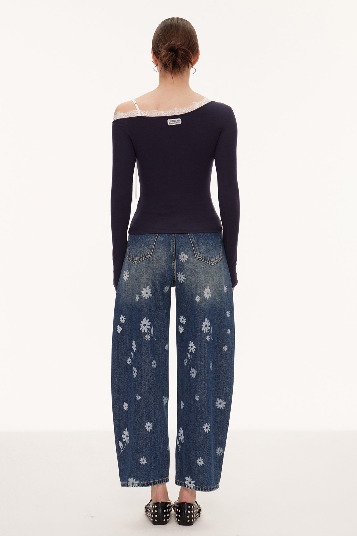 Eini One Shoulder Lace Top In Black