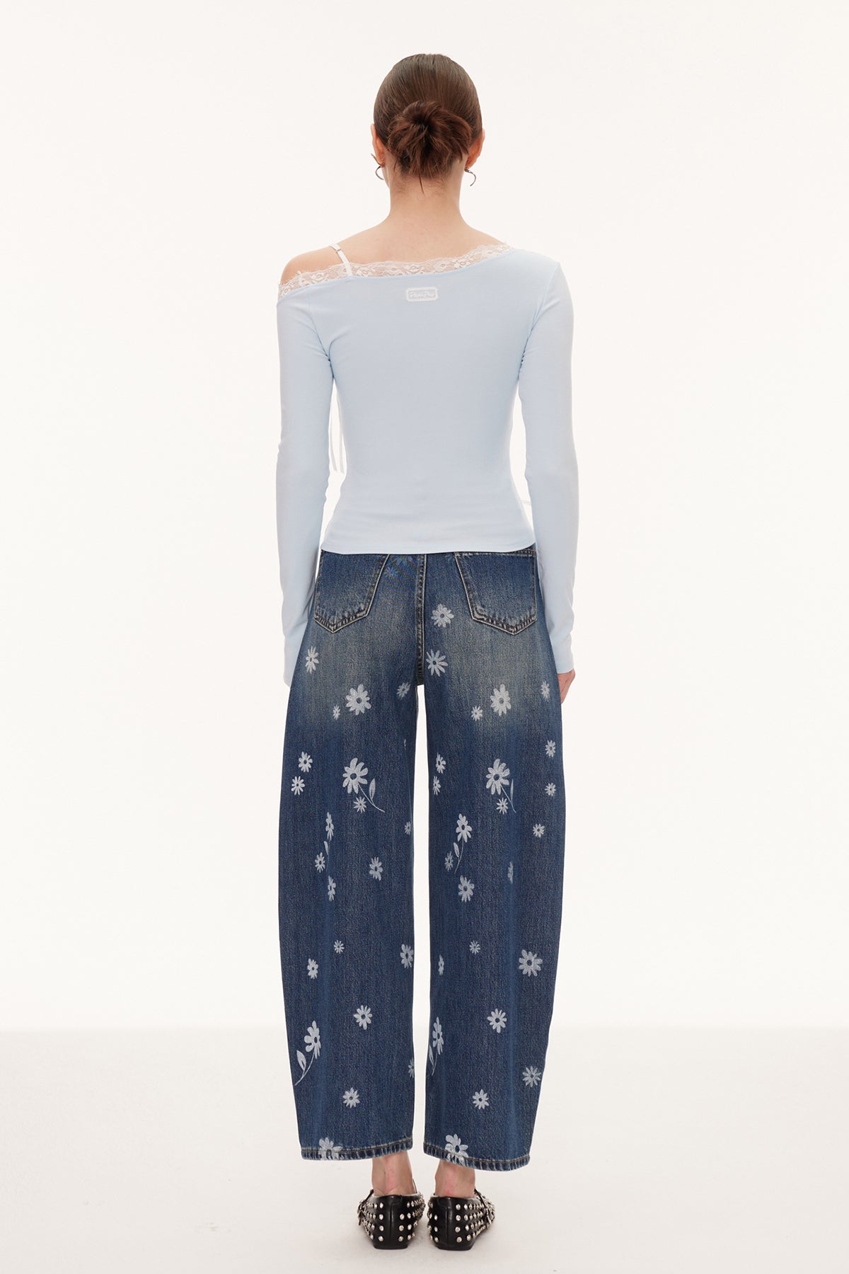 Eini One Shoulder Lace Top In Blue