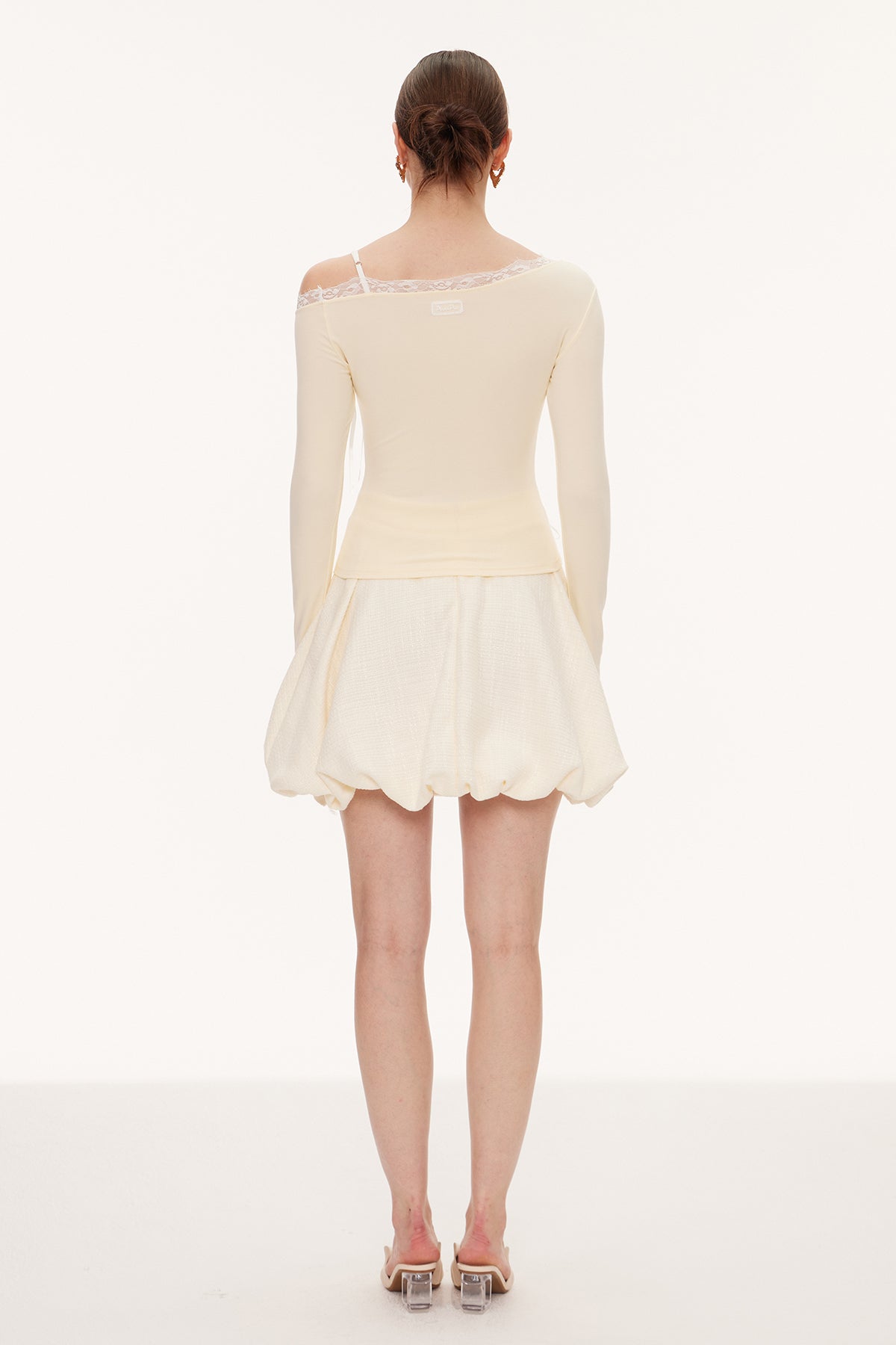 Eini One Shoulder Lace Top In Butter Yellow