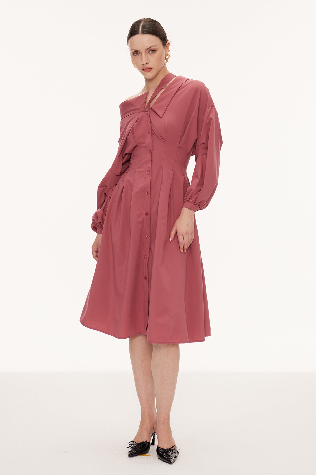 Eino Asymmetric Deconstruct Midi Dress
