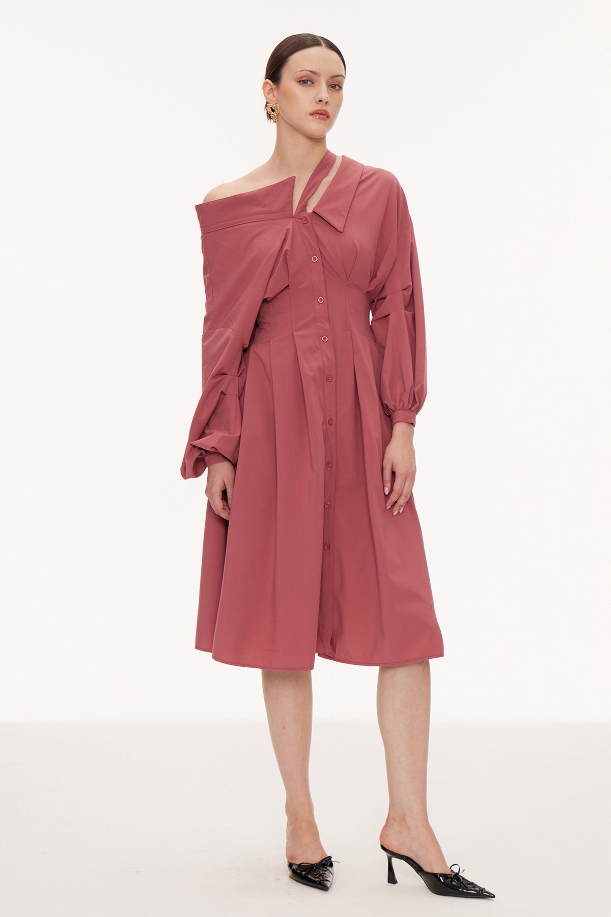 Eino Asymmetric Deconstruct Midi Dress