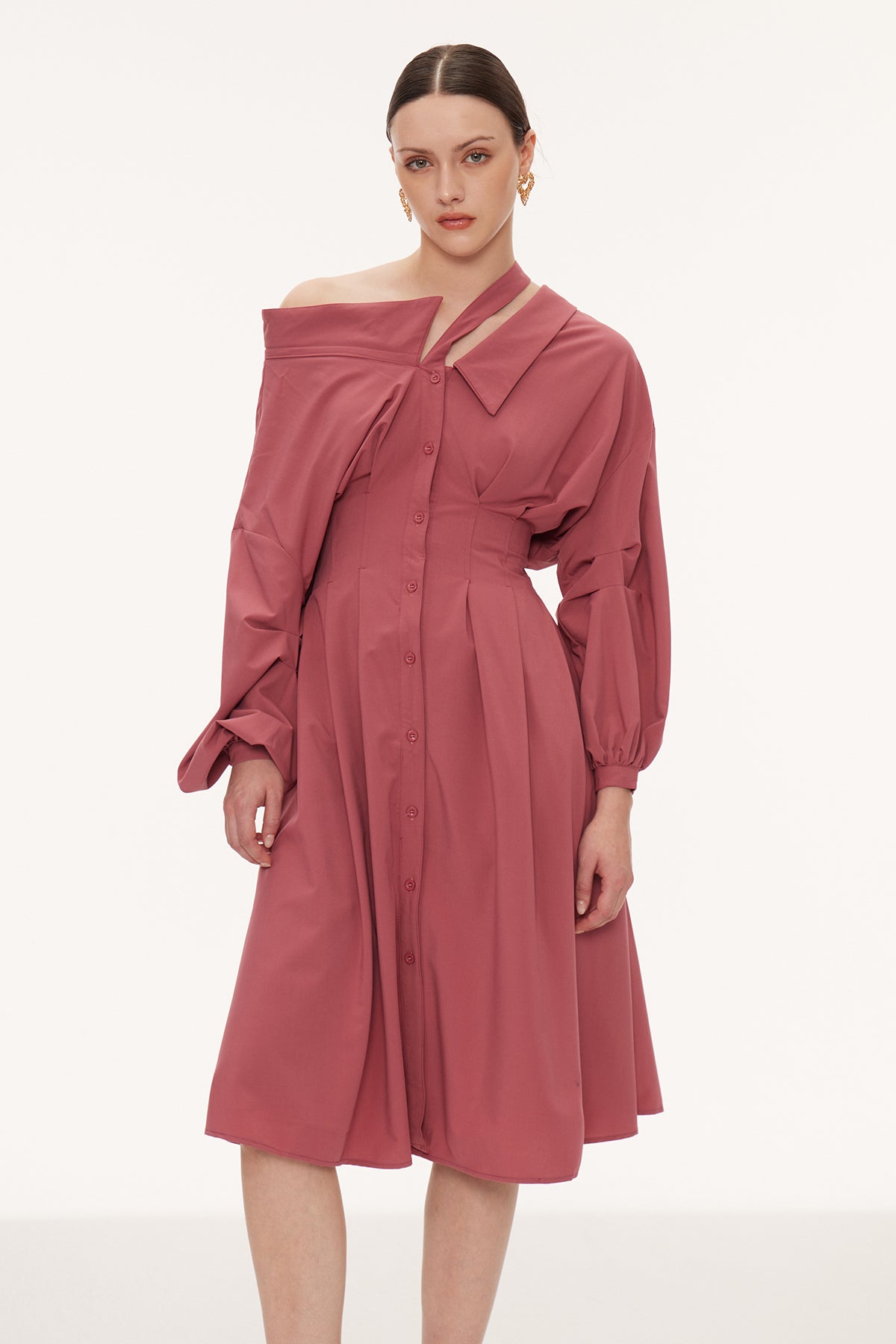 Eino Asymmetric Deconstruct Midi Dress