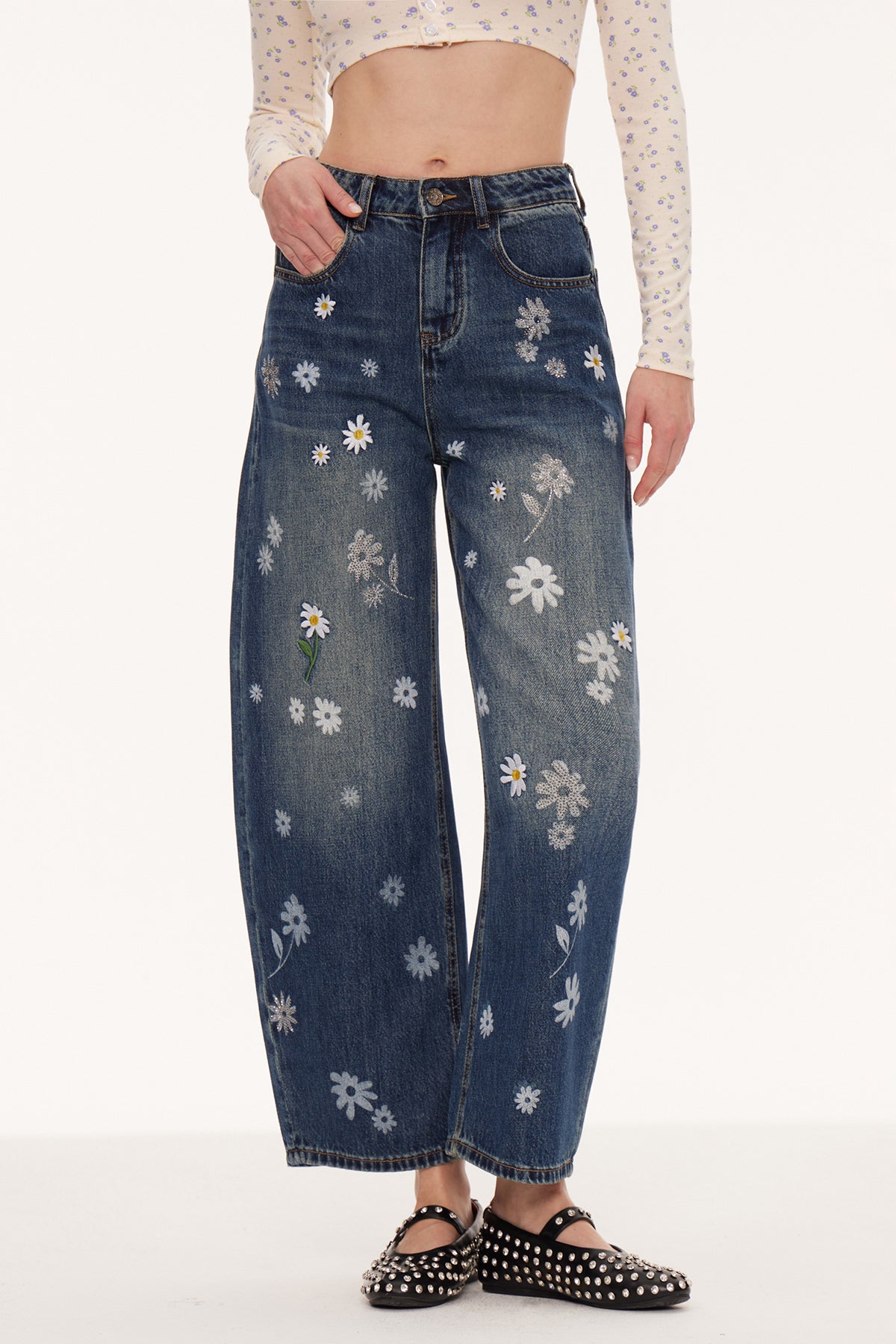 Eir Floral Barrel Jeans
