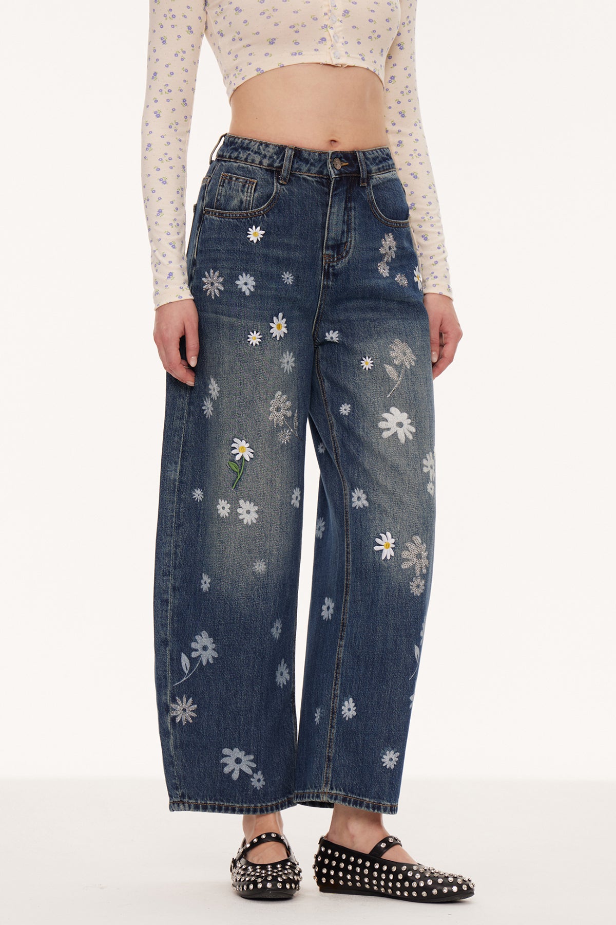 Eir Floral Barrel Jeans