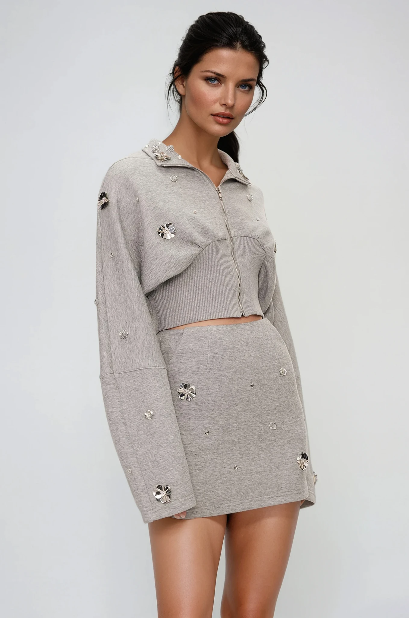 Eireen Flower Crop Skirt Set