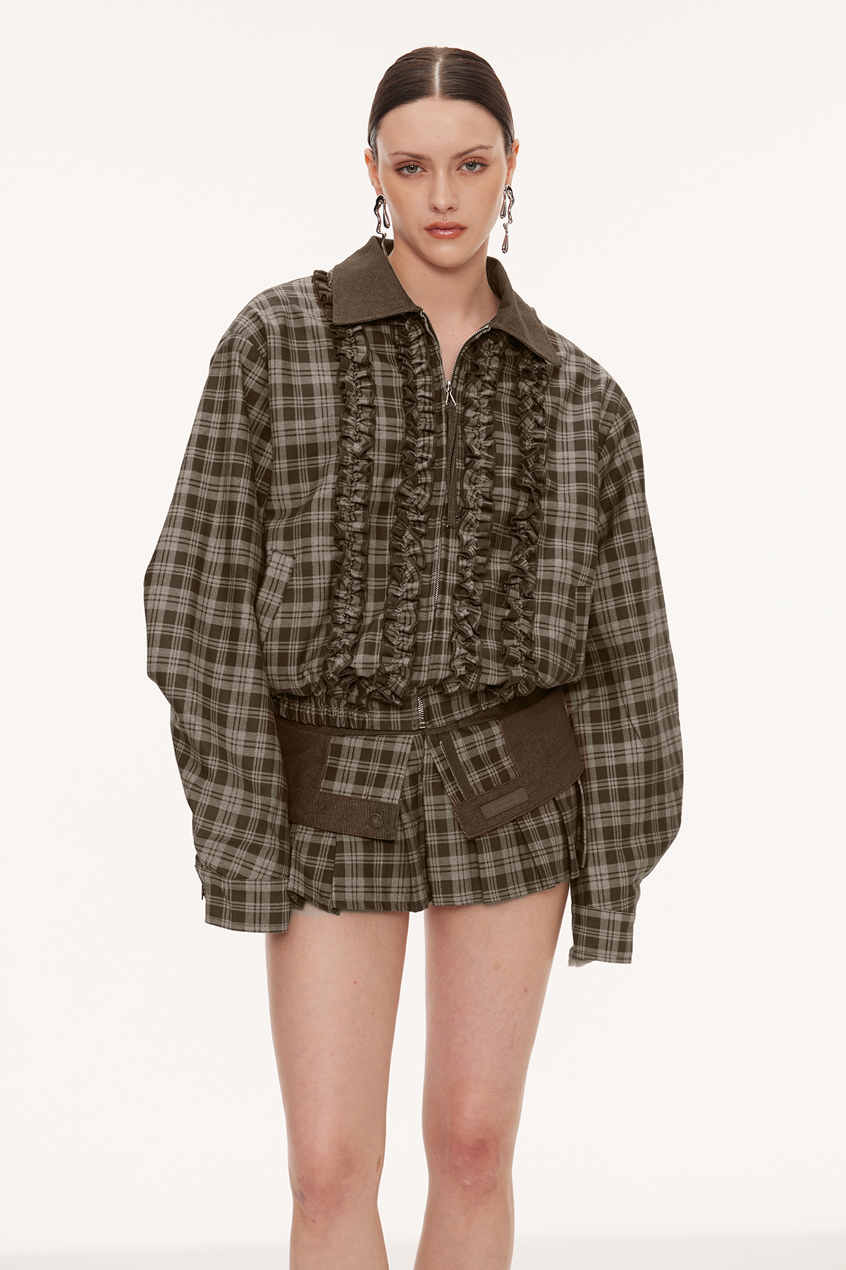 Eirini Grid Ruffle Skirt Set