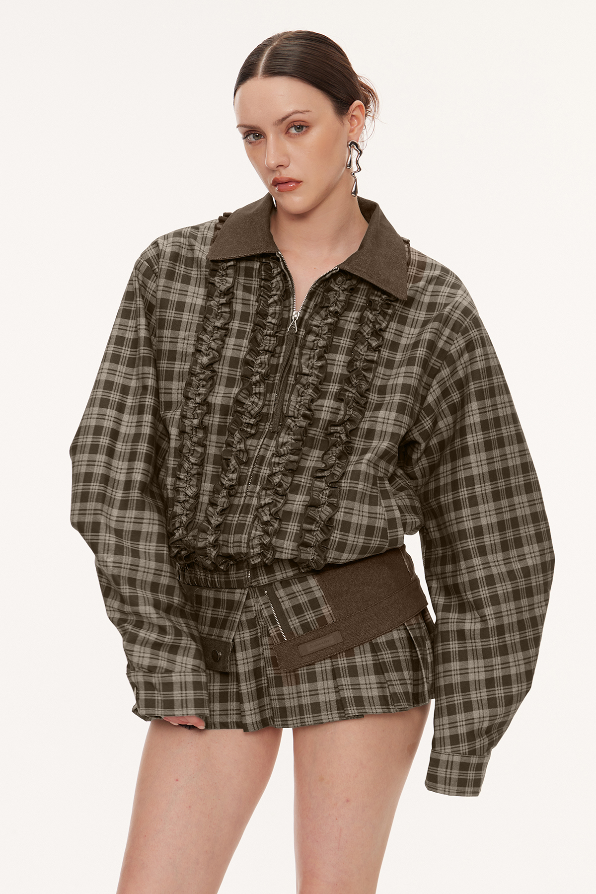 Eirini Grid Ruffle Skirt Set