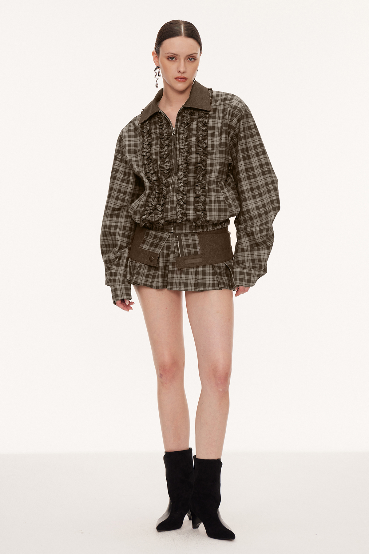 Eirini Grid Ruffle Skirt Set