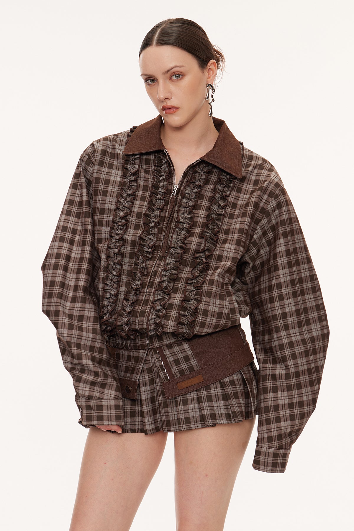 Eirini Grid Ruffle Skirt Set