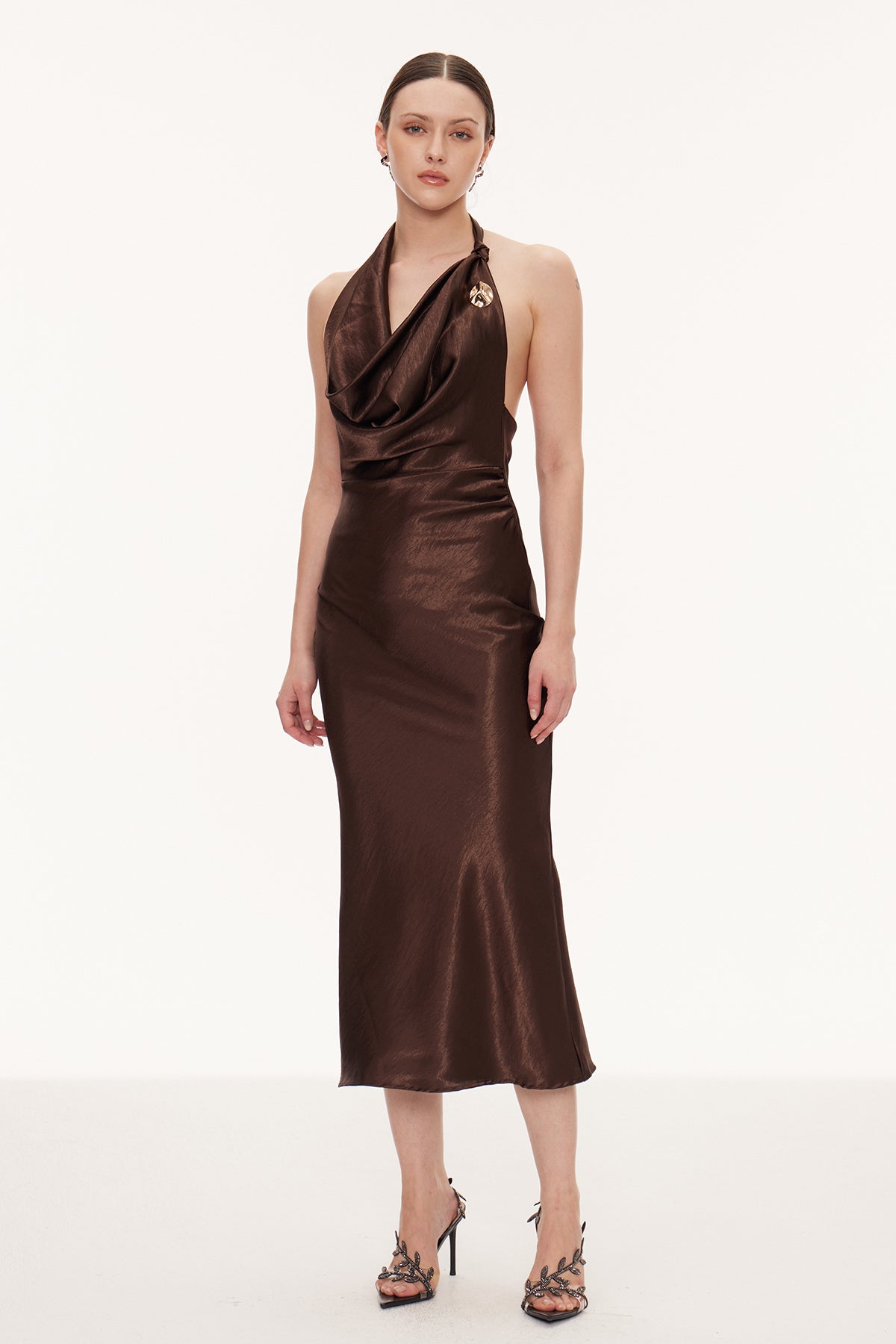 Eirlys Cowl Neck Satin Maxi Dress