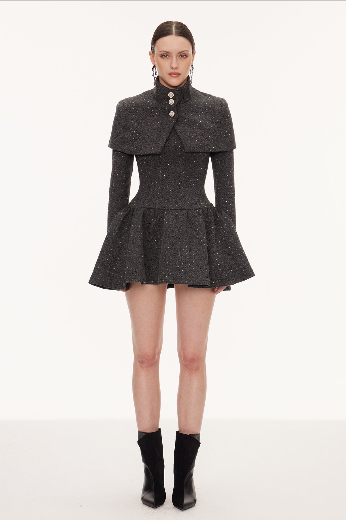 Eirwen Shawl Ruffle Mini Dress