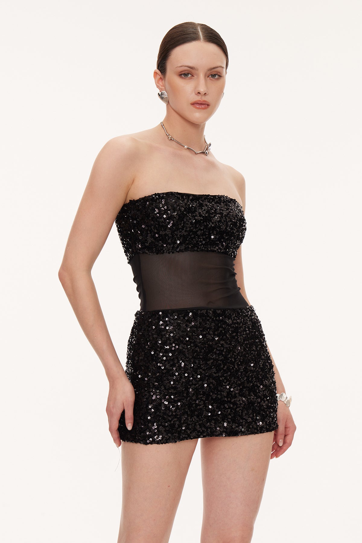 Eithne Sequin Mesh Mini Dress