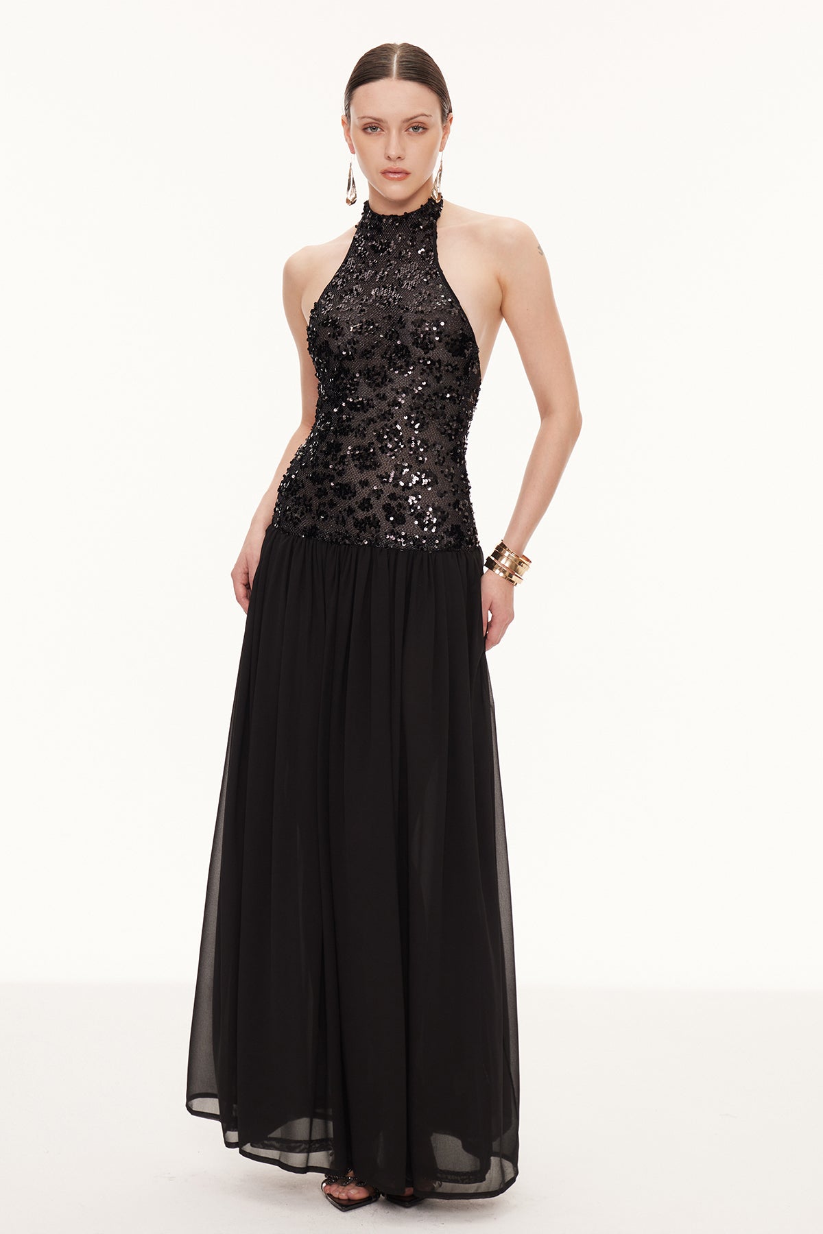 Eivind Tank Top Sequin Mesh Maxi Dress