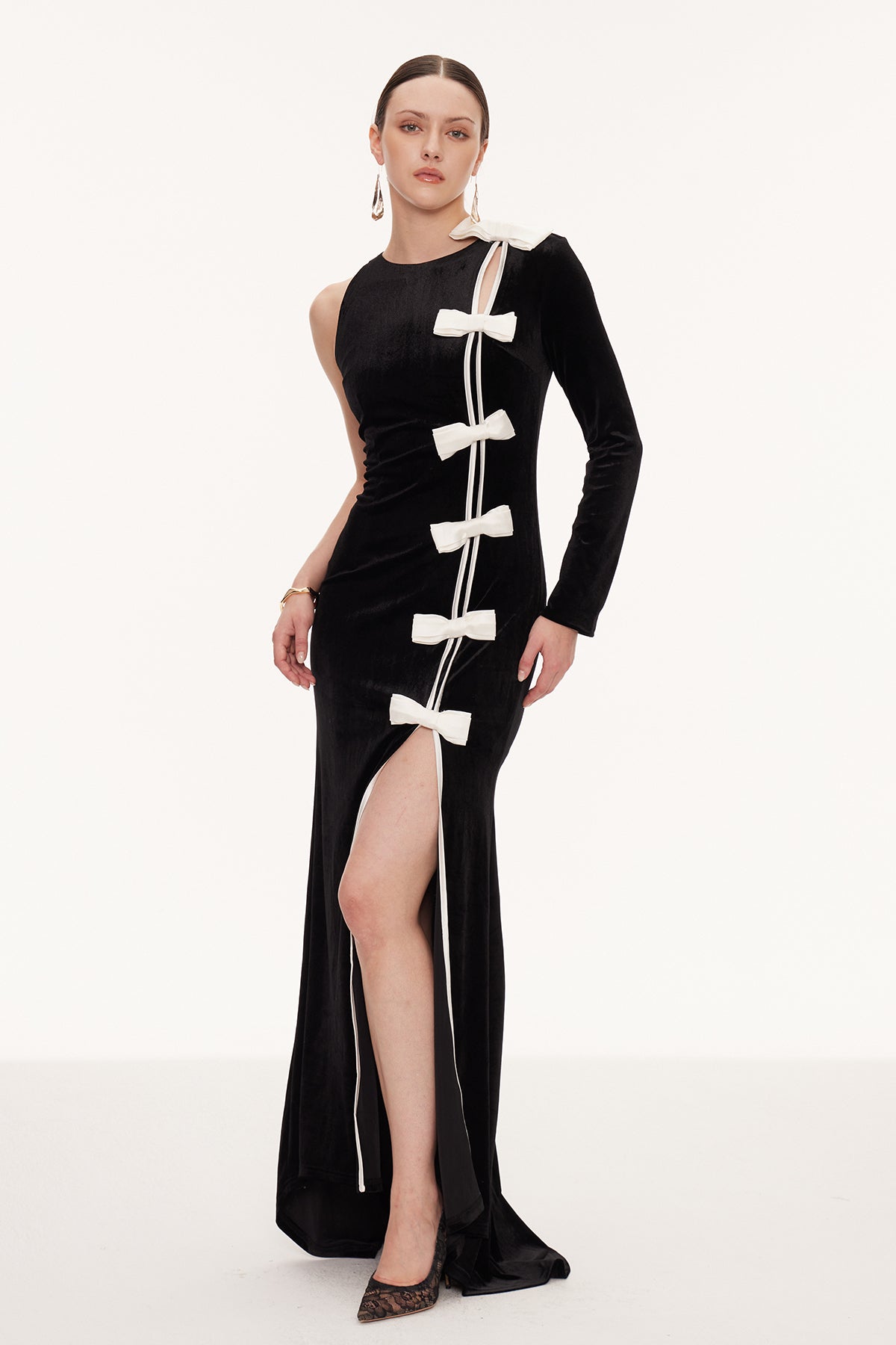 Ejder Asymmetric Bow Split Maxi Dress